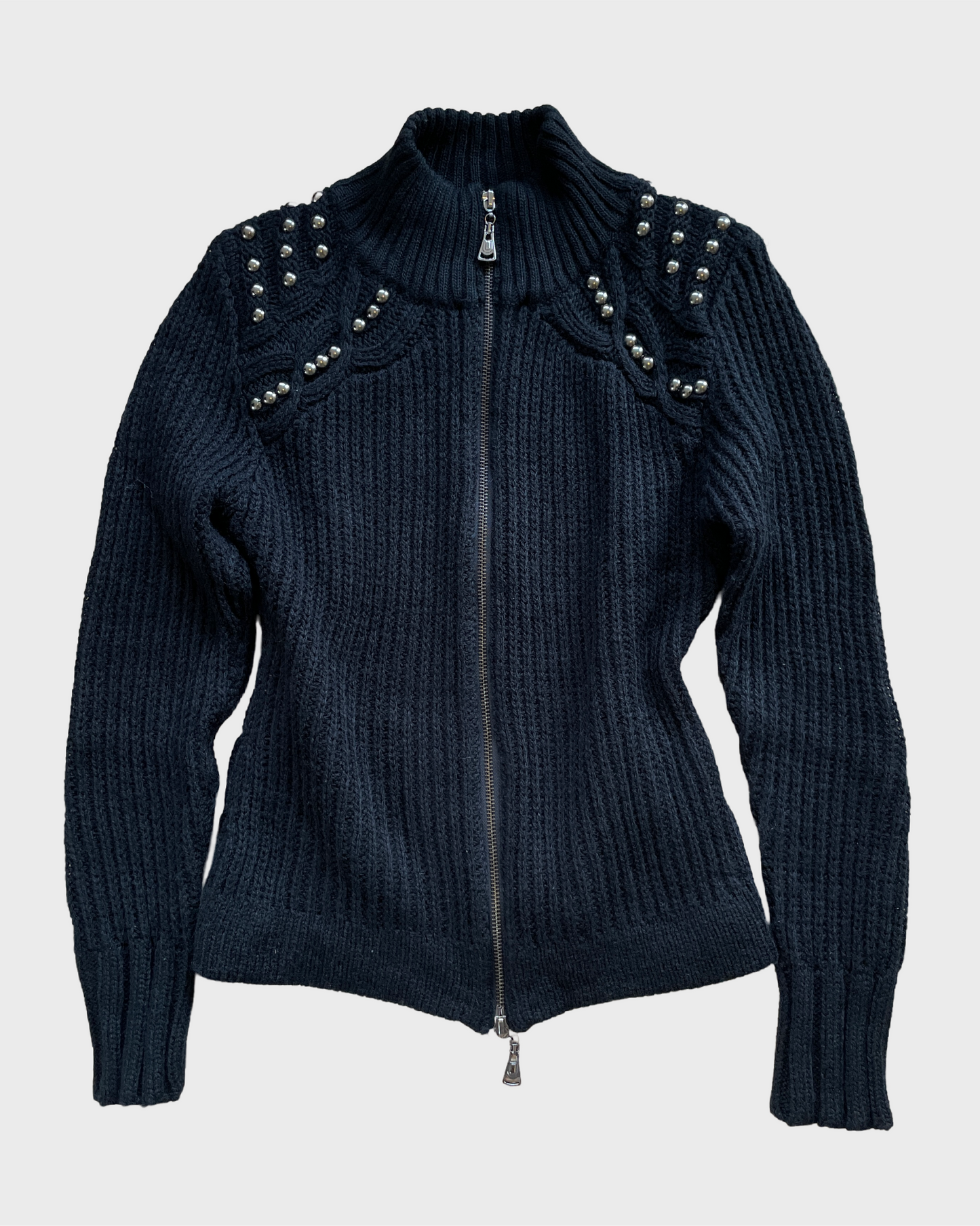 Vintage Knit Jacket with Pearls