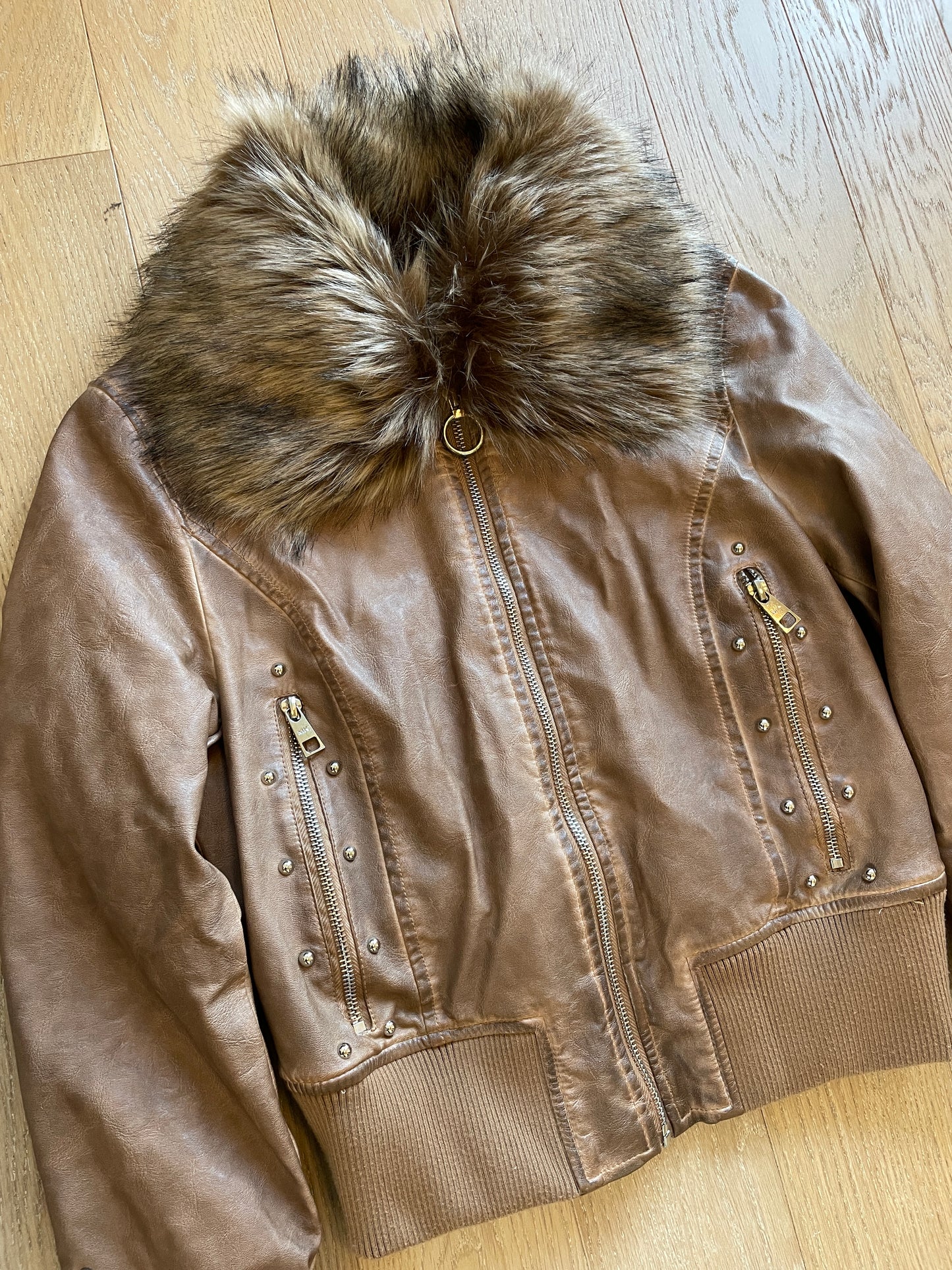 Vintage Fur Faux Leather Jacket