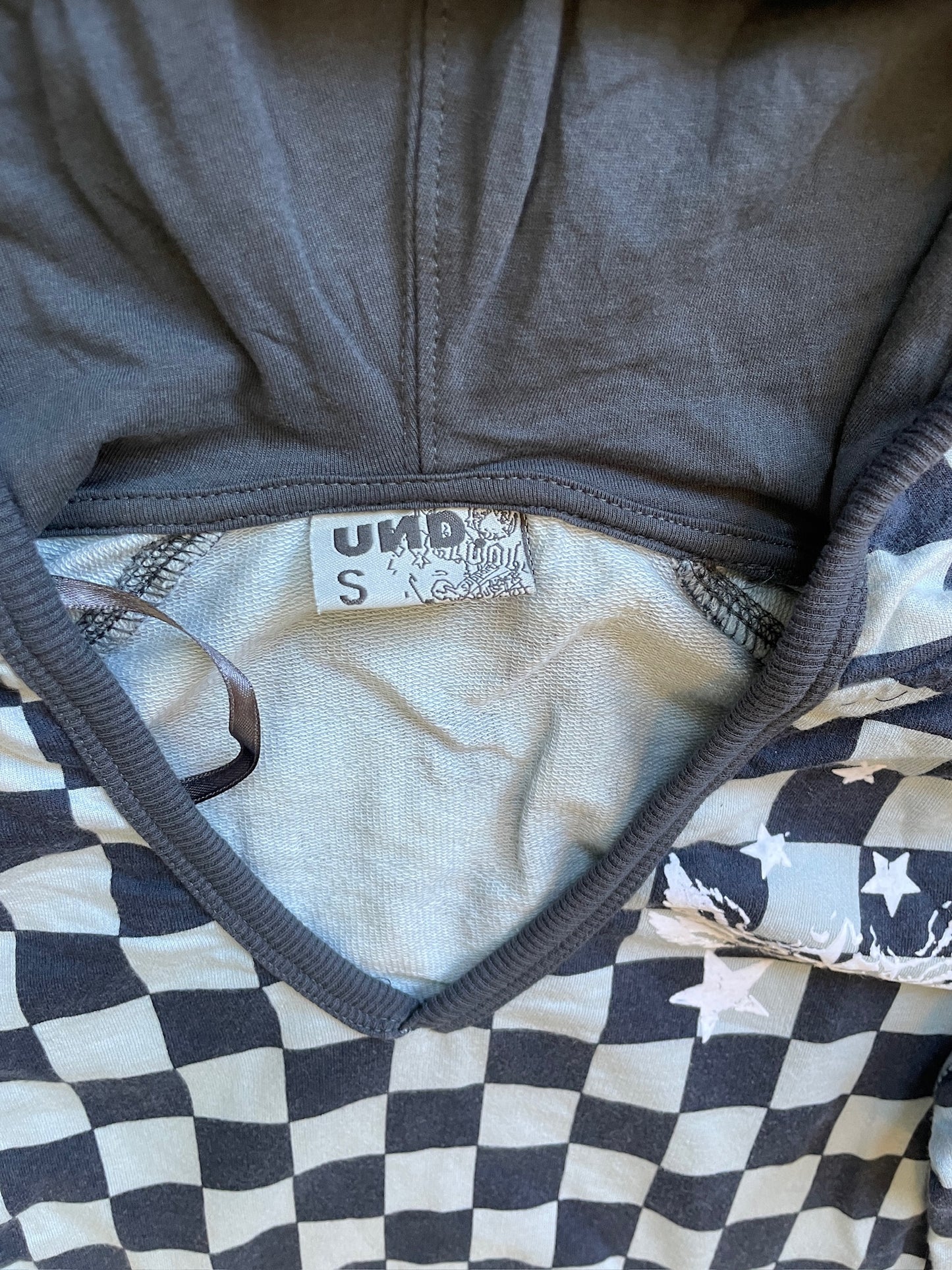 Vintage Checkerboard Deep Neck Hoodie