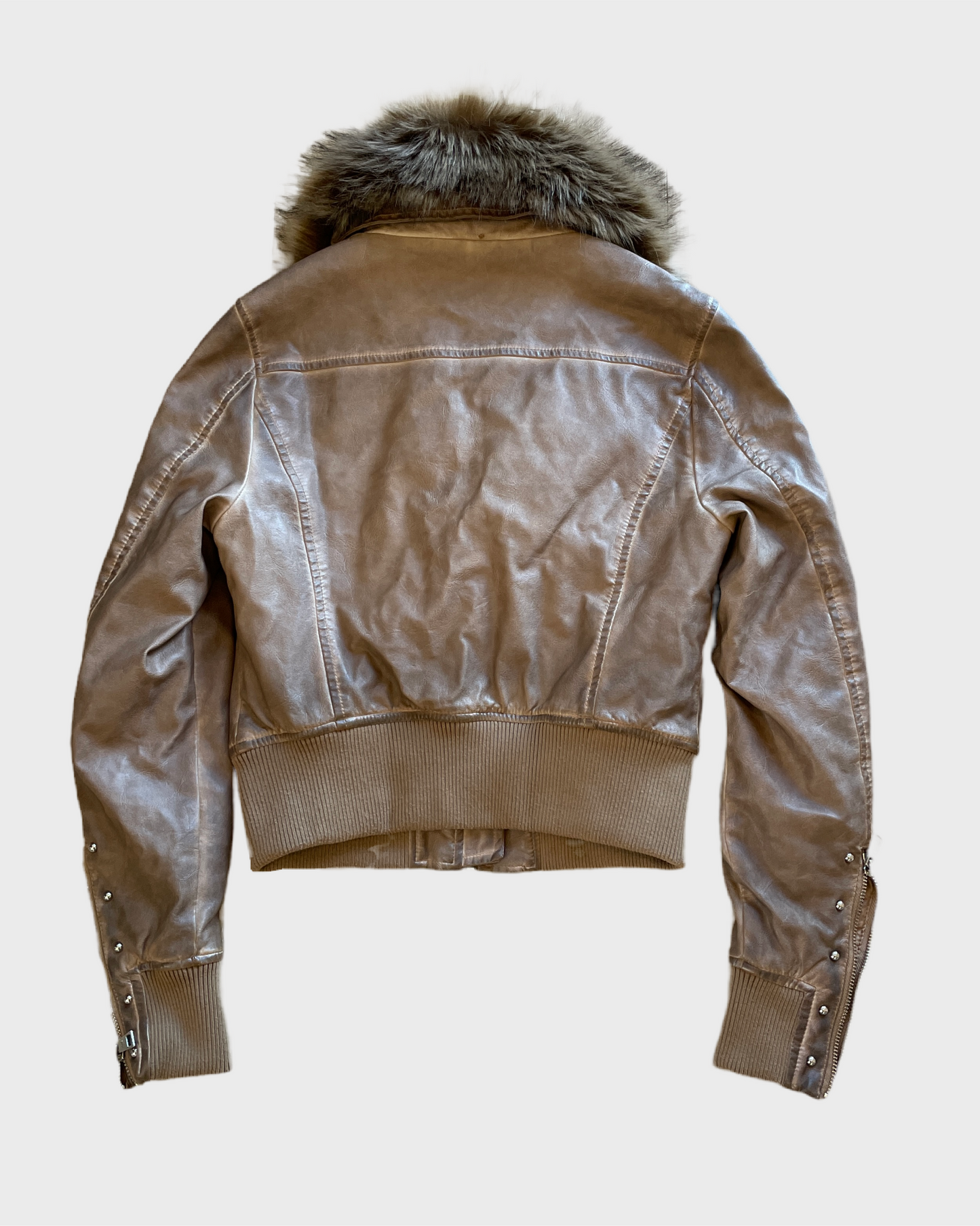 Vintage Fur Faux Leather Jacket