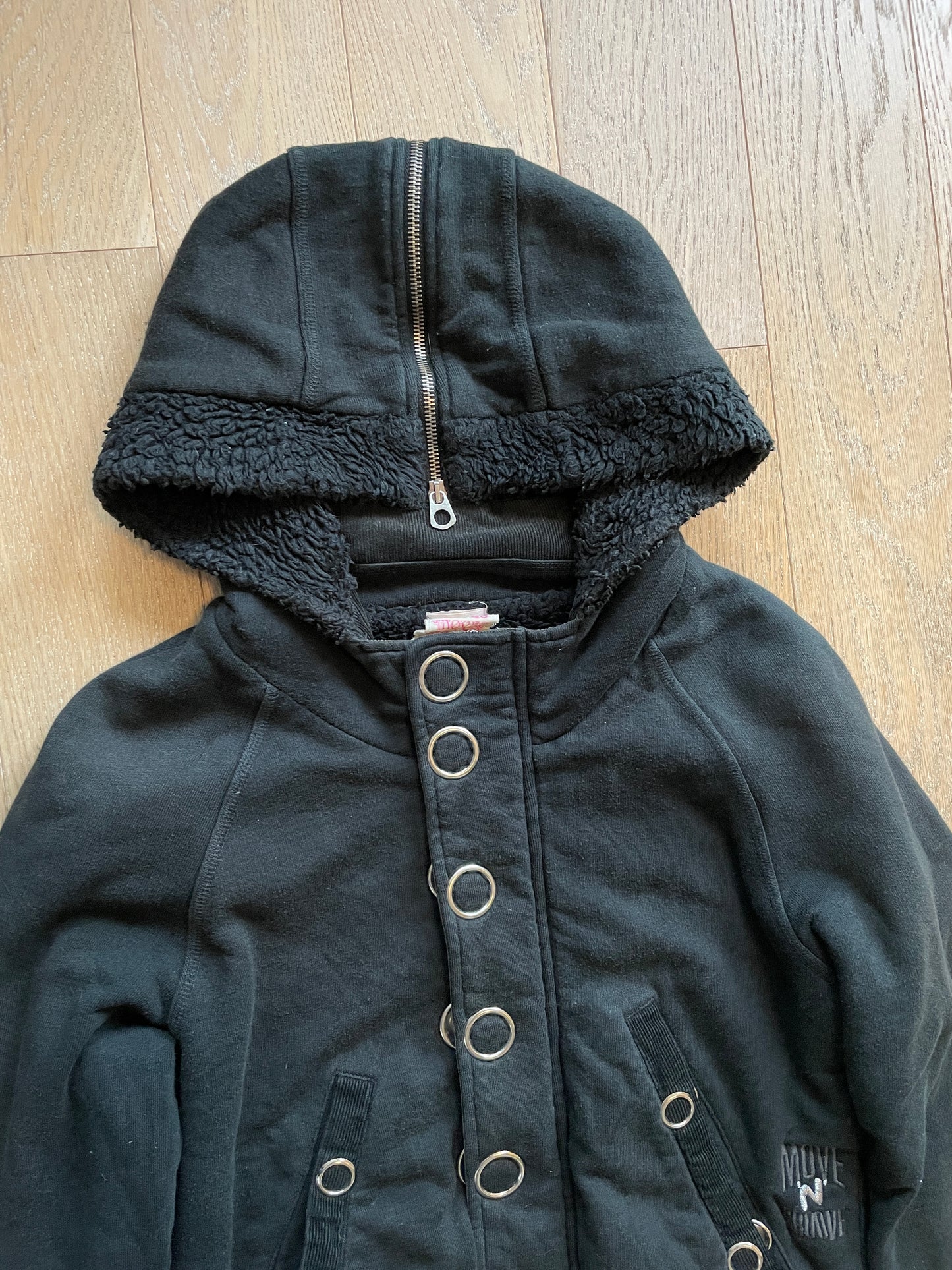 Vintage Zip Hoodie with Metal Eyelets