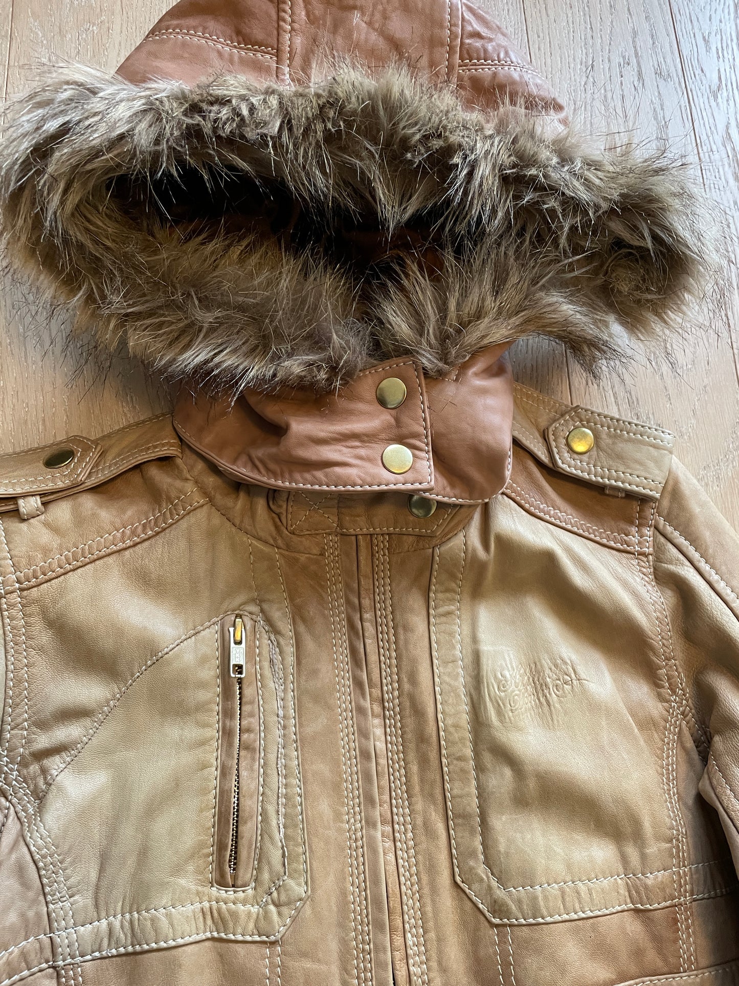 Vintage Tommy Hilfiger Fur Leather Jacket