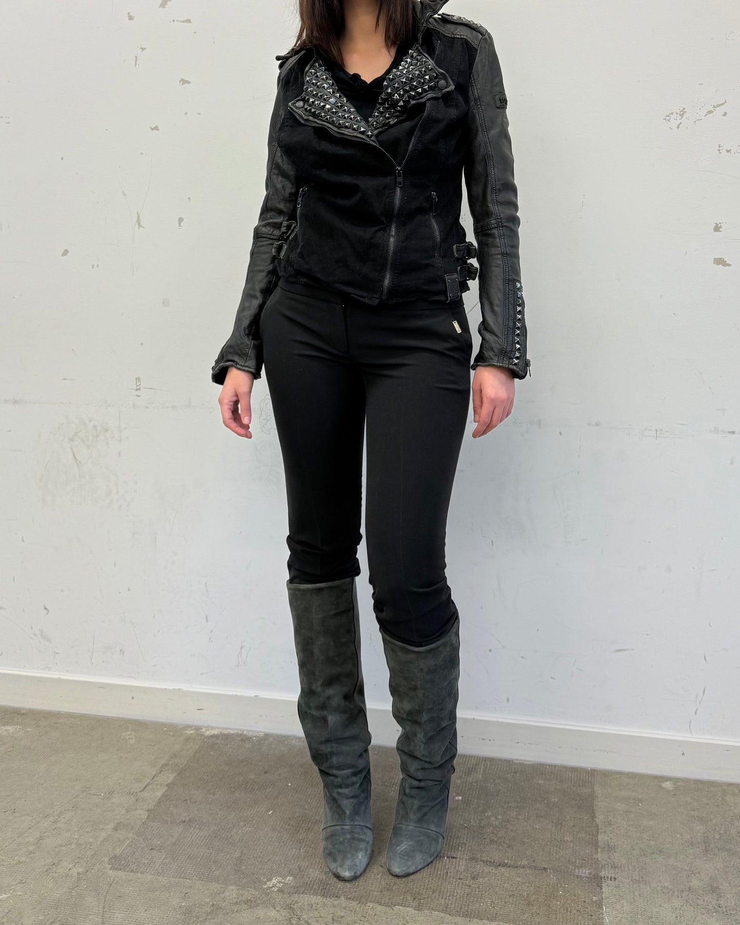 Vintage Studded Leather Biker Jacket