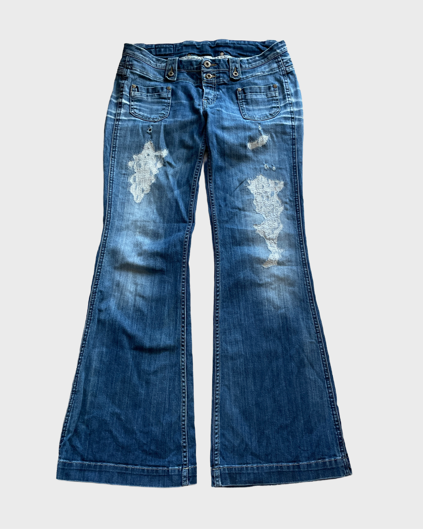 Vintage Flared Denim Jeans Low Waist