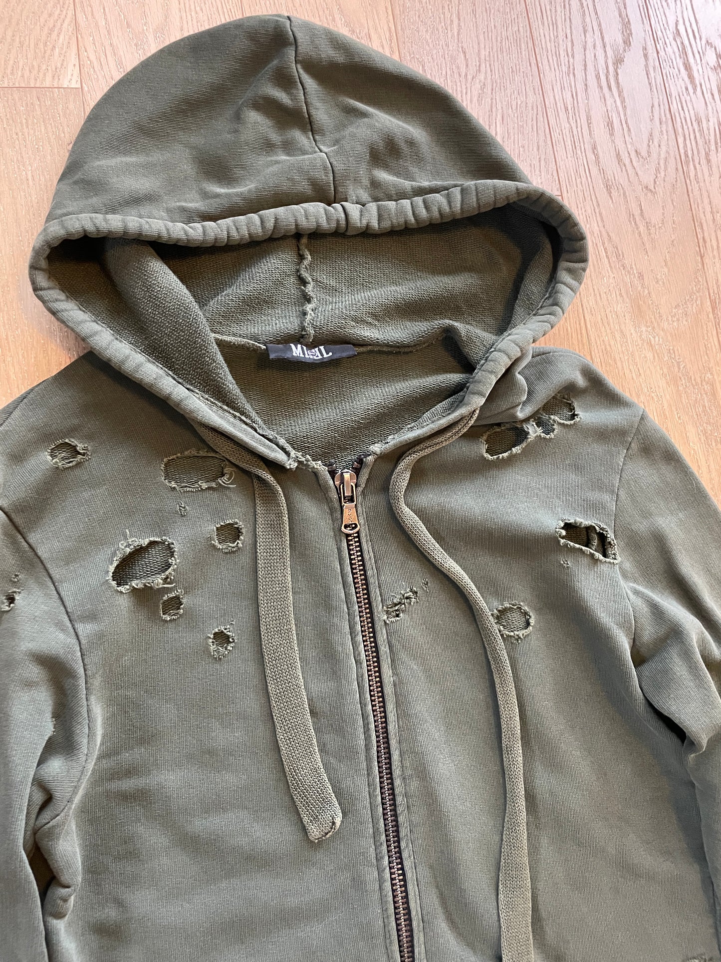 Vintage Distressed Zip Hoodie