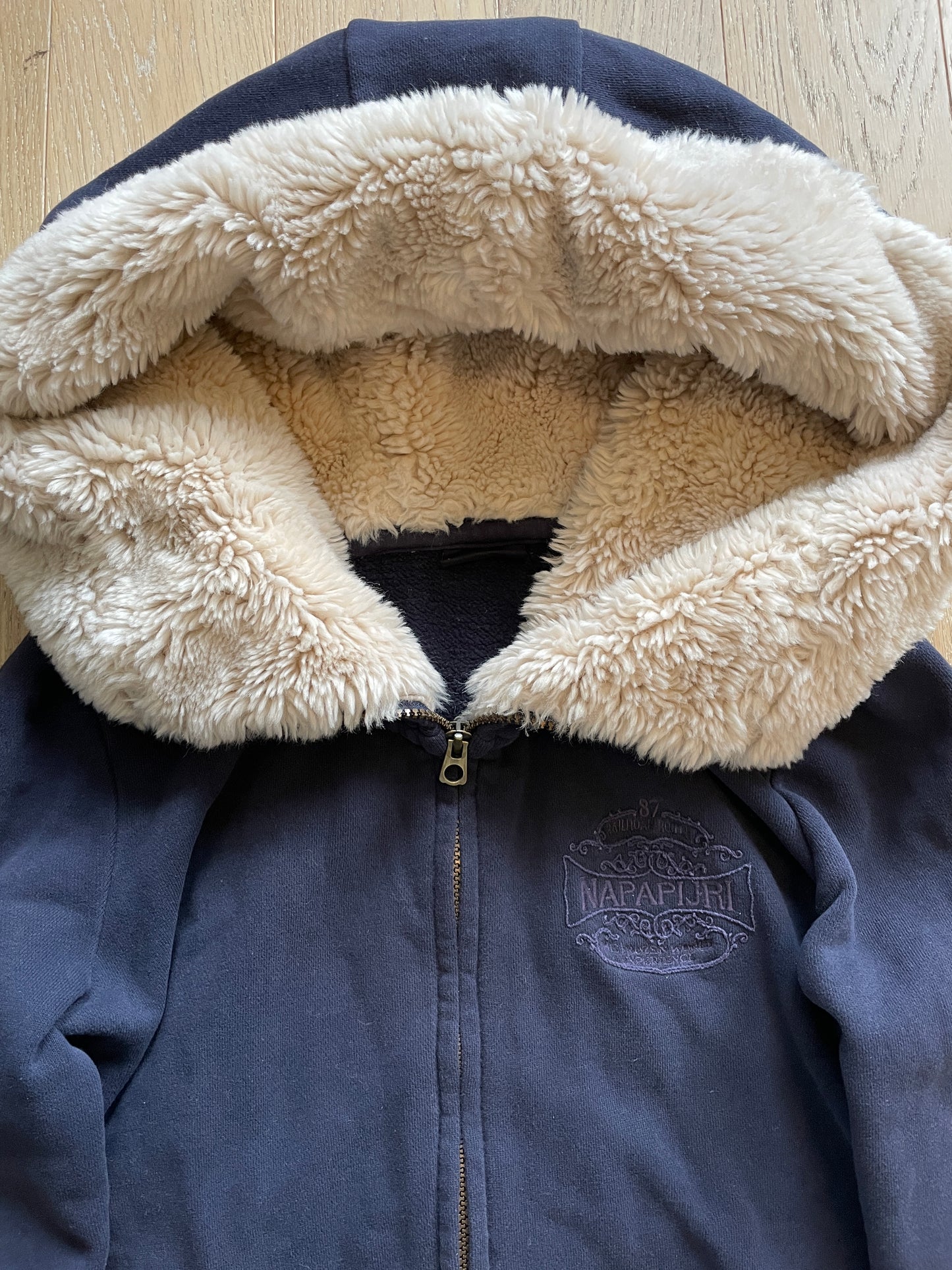 Vintage Napapijri Fur Zip Hoodie