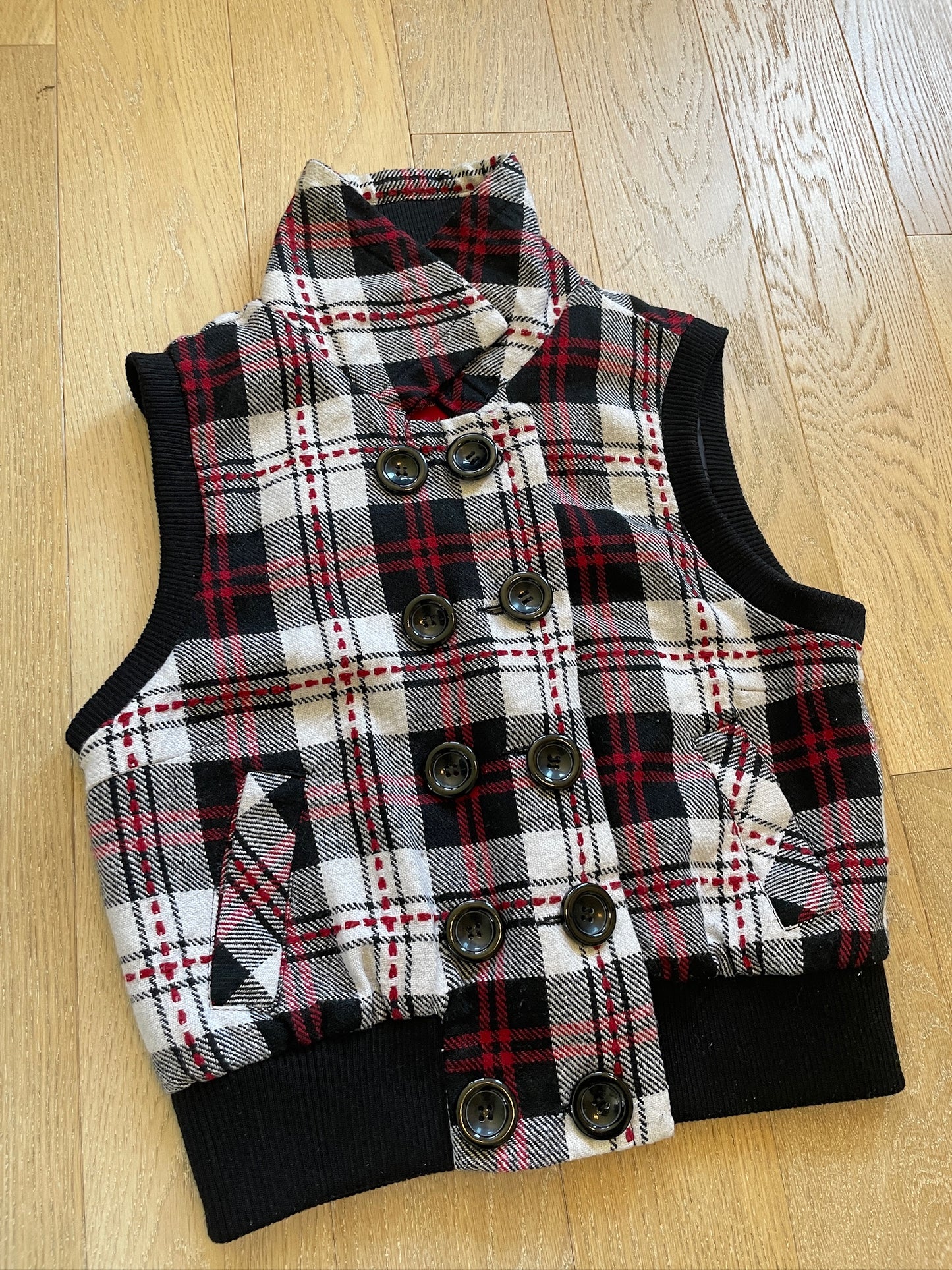 Vintage Checkered Button-Up Vest