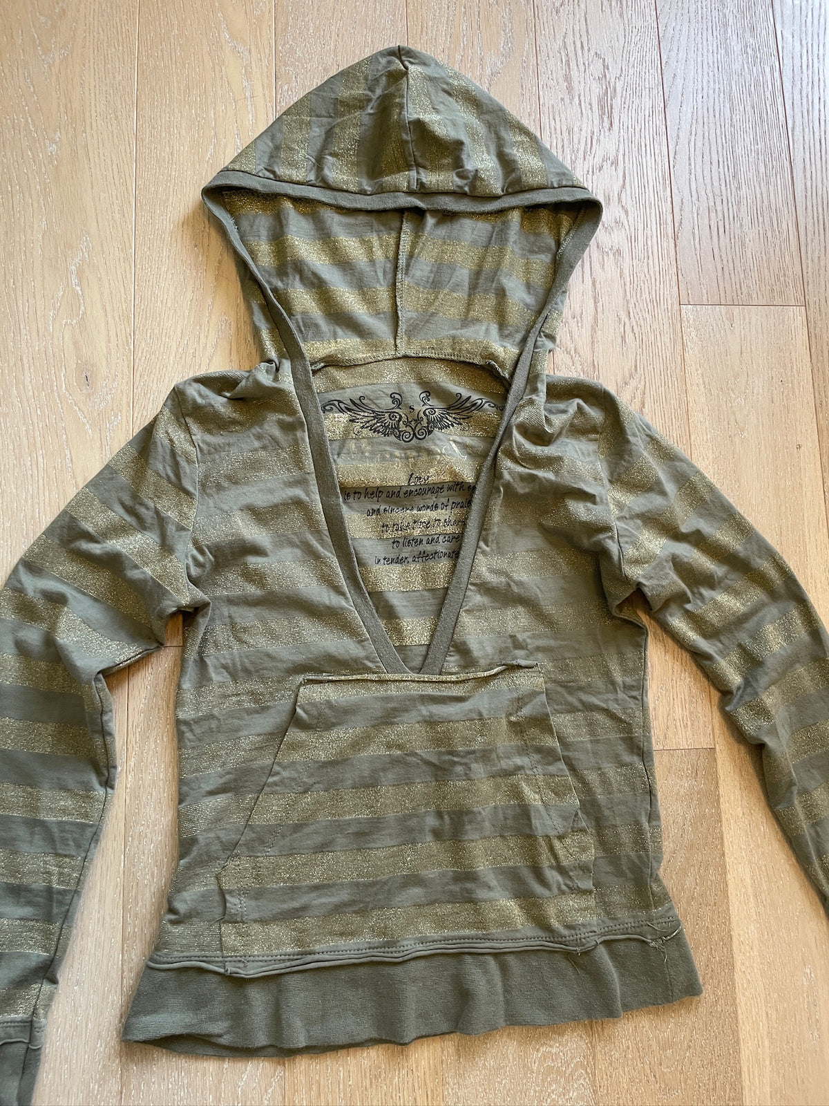Striped V-Neck Hoodie