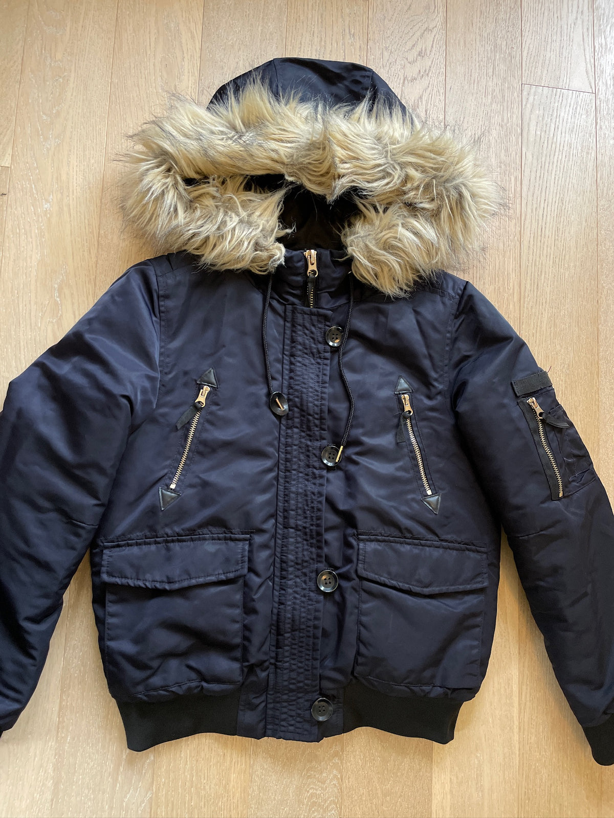 Vintage Military Fur Bomber Jacket