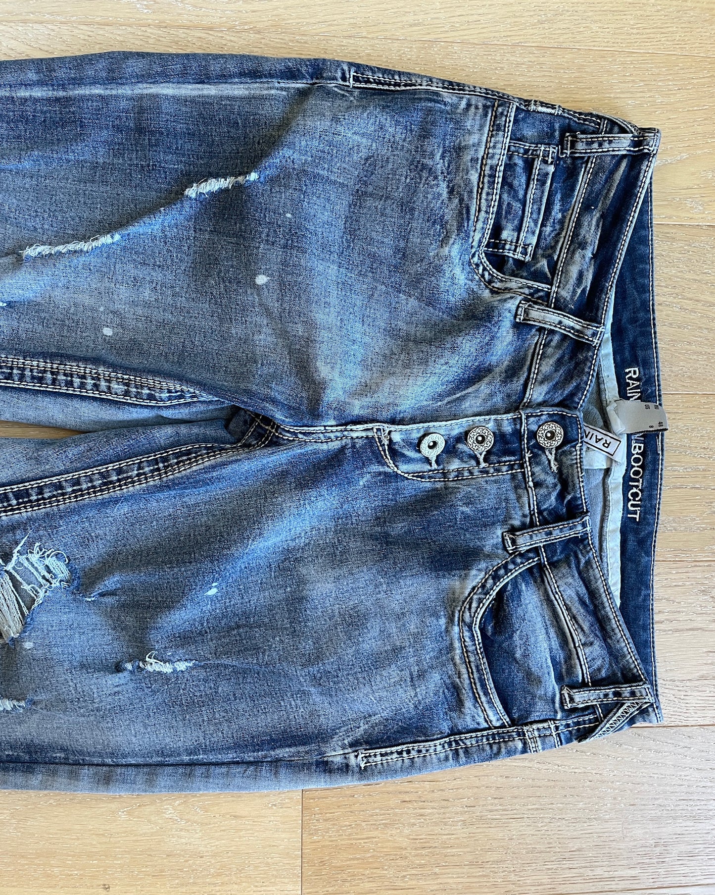 Vintage Ripped Flared Denim Jeans
