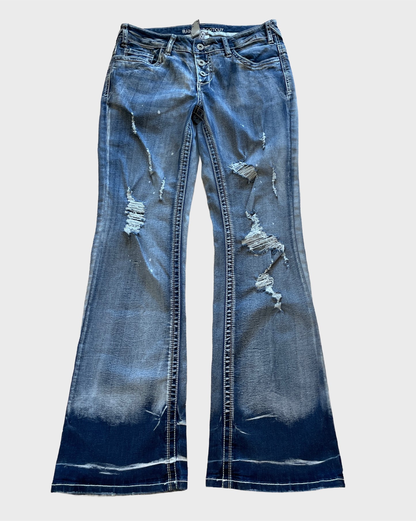 Vintage Ripped Flared Denim Jeans