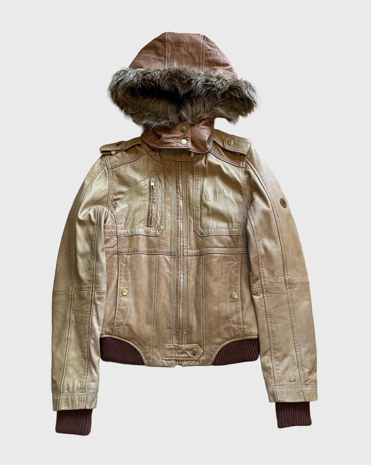 Vintage Tommy Hilfiger Fur Leather Jacket