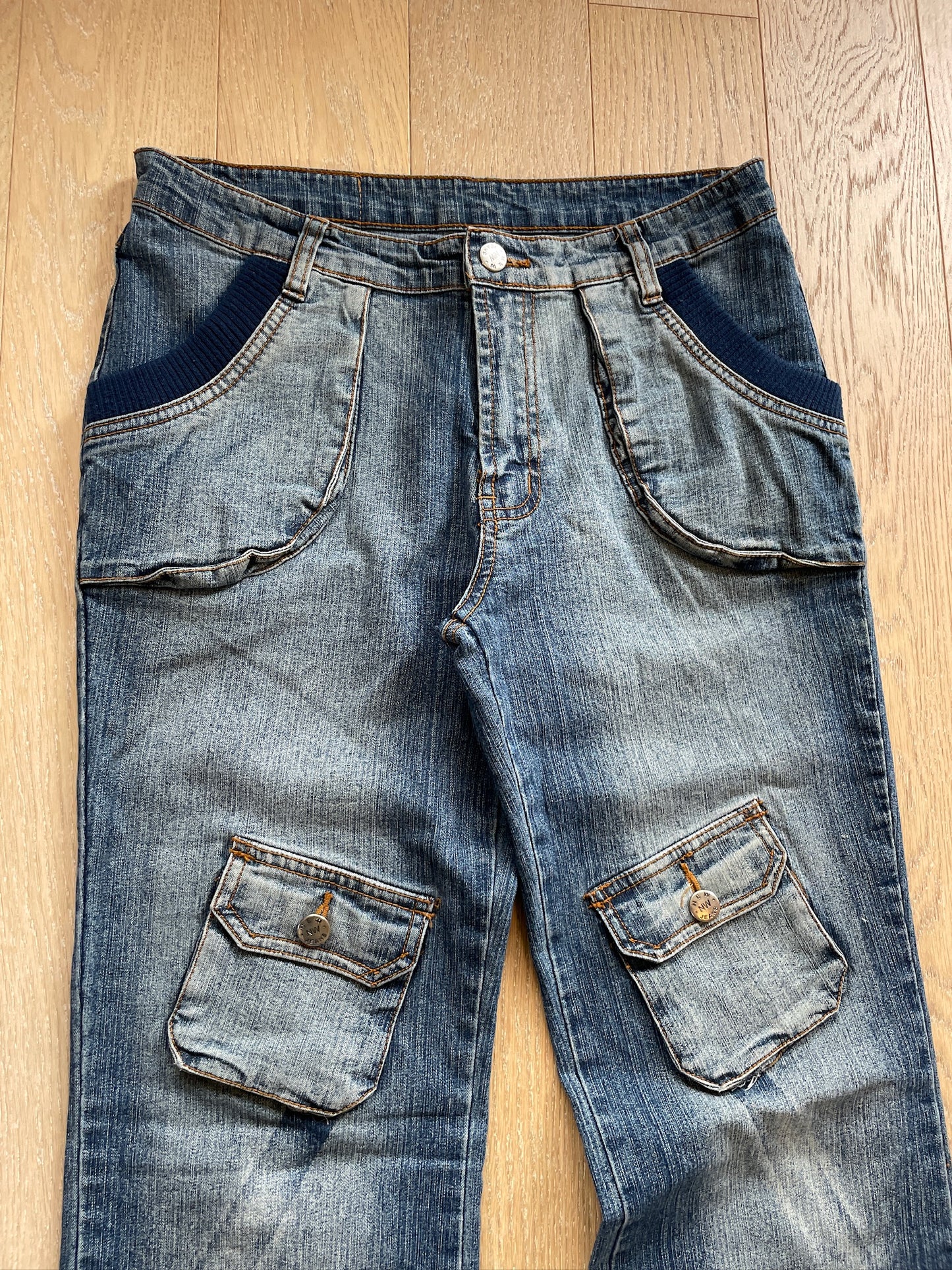 Vintage Flared Pocket Denim Jeans