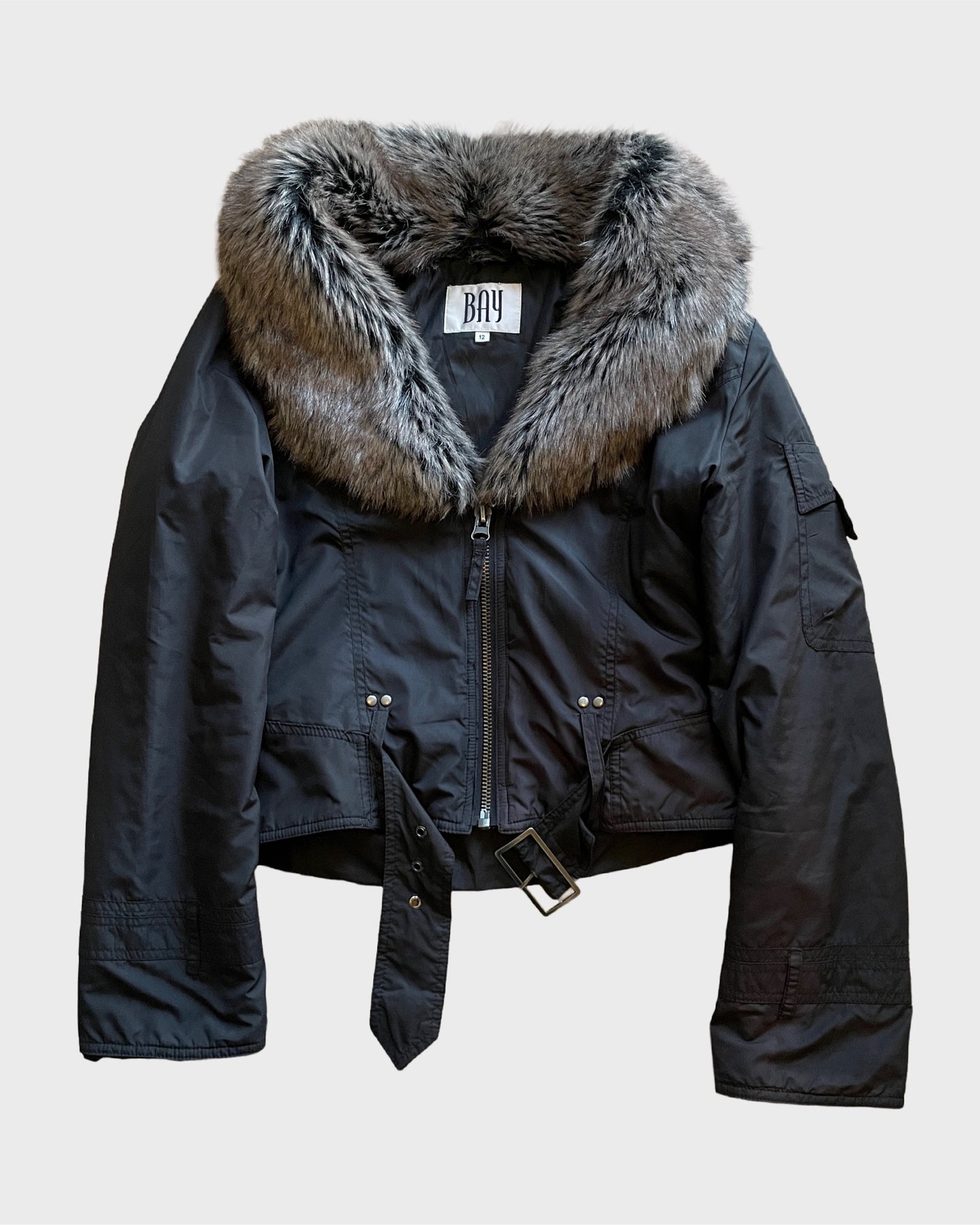 Vintage Cropped Jacket with Fur Collar