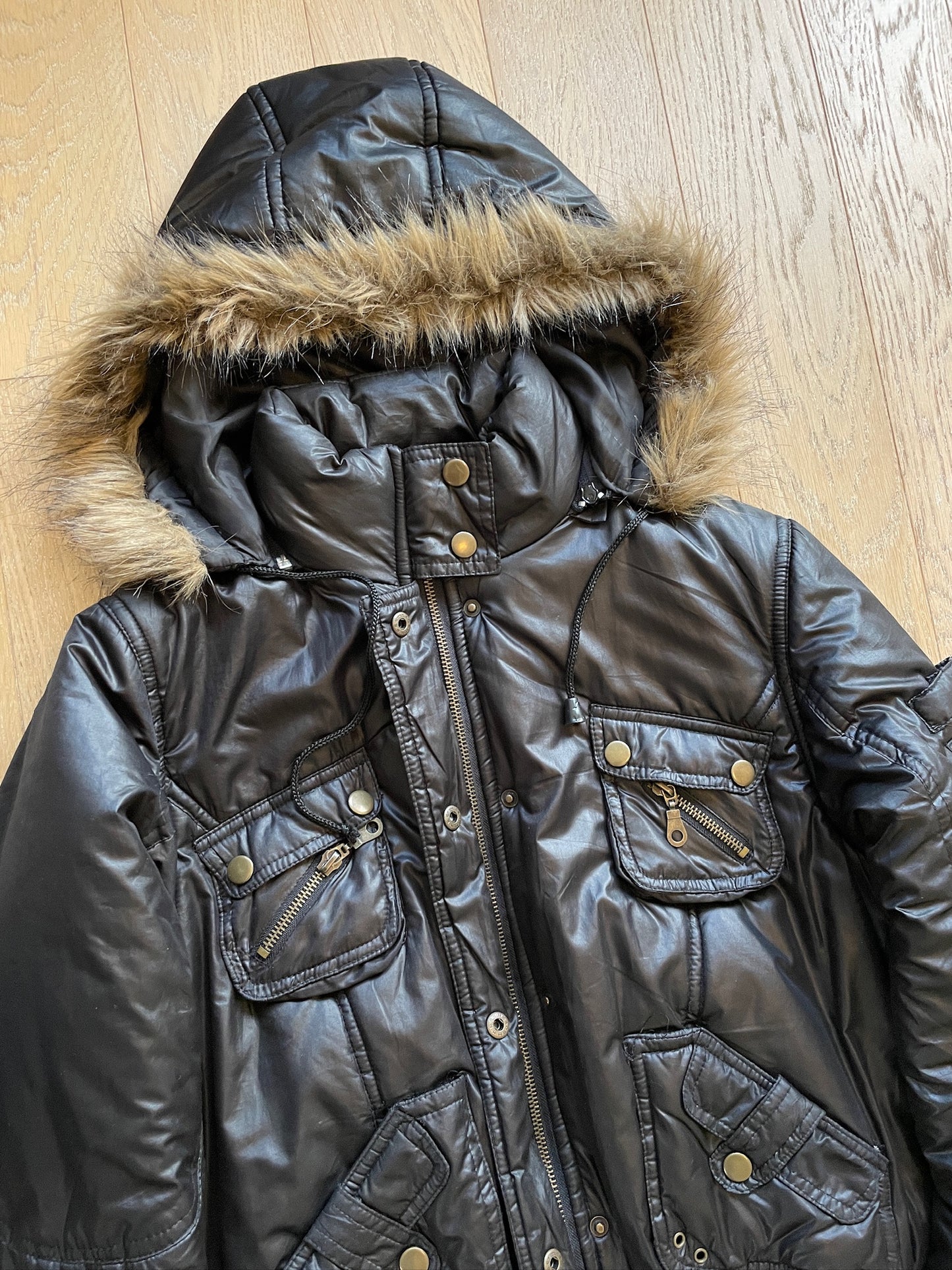 Vintage Military Fur Puffer Jacket