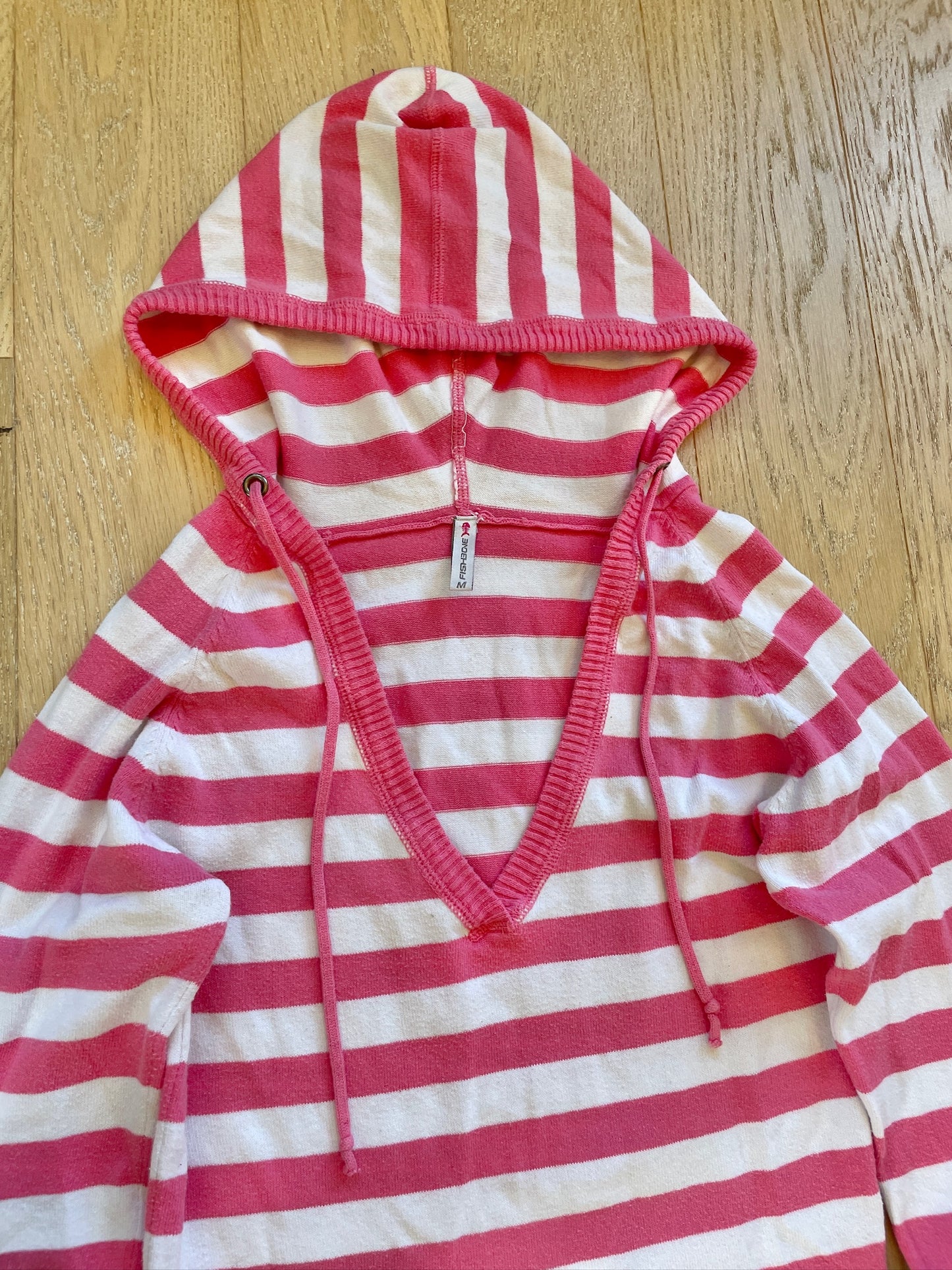 Vintage Striped Deep Neck Hoodie