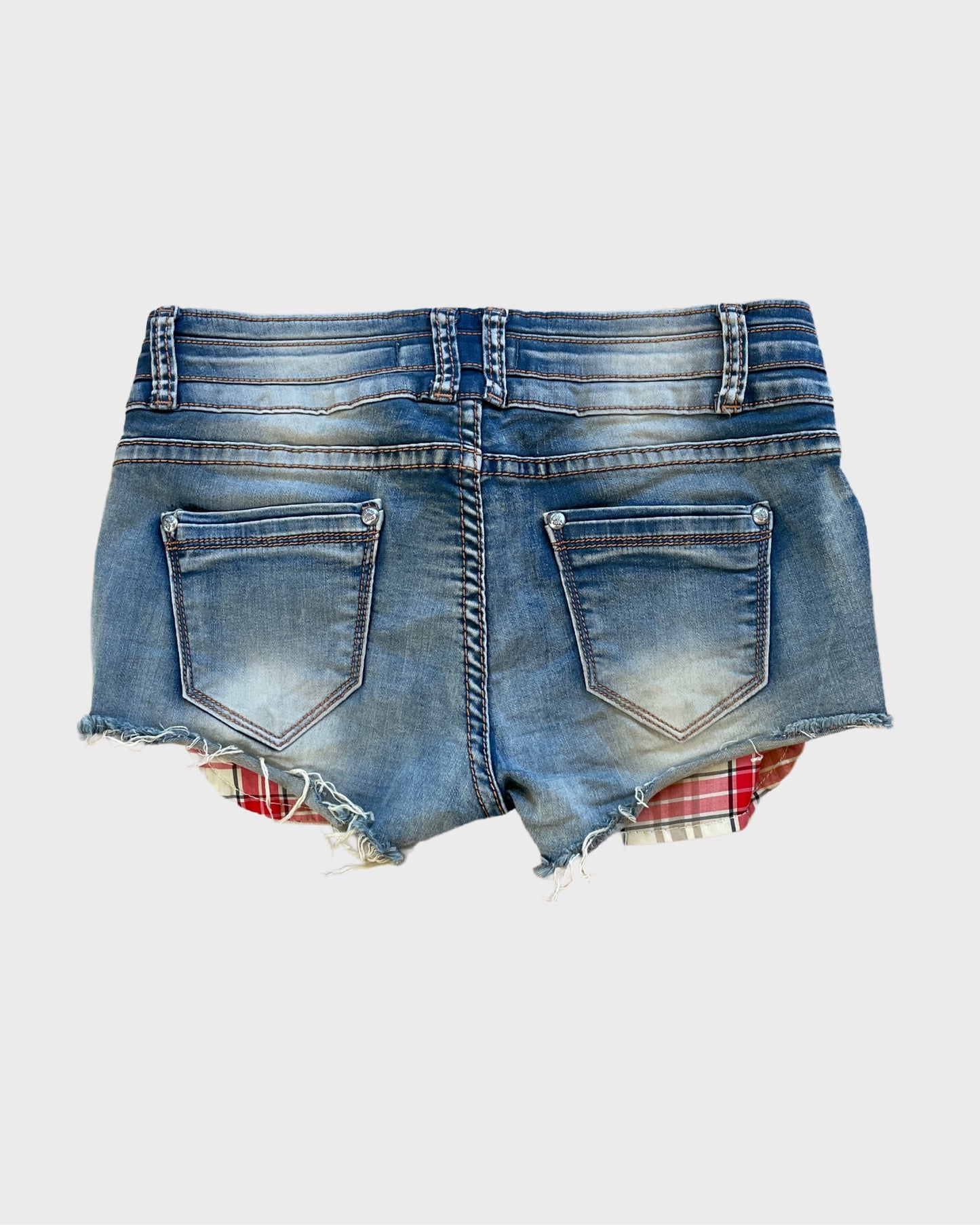 Vintage Plaid Jeans Shorts