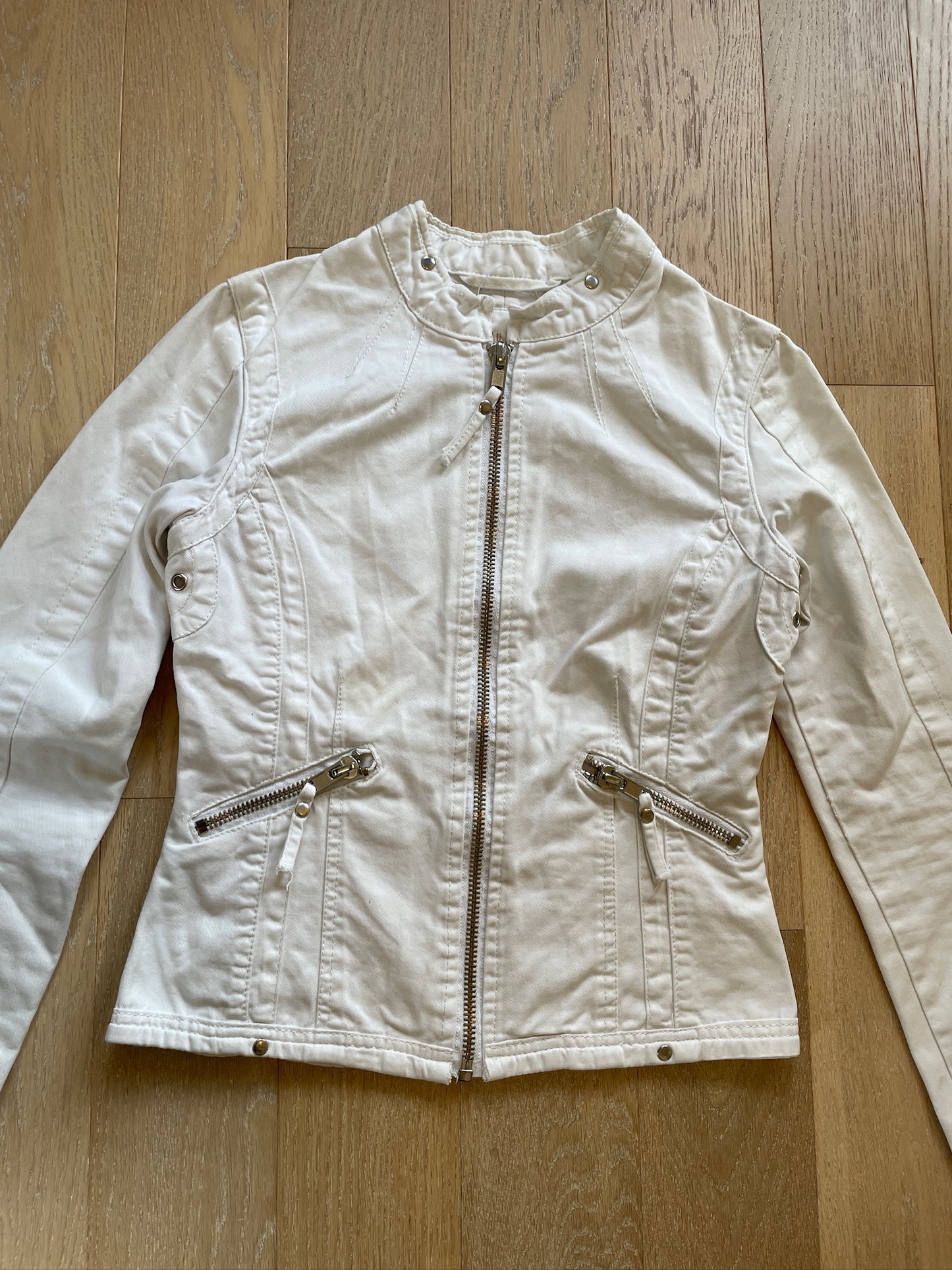 Vintage Biker Jacket with Zipper Details