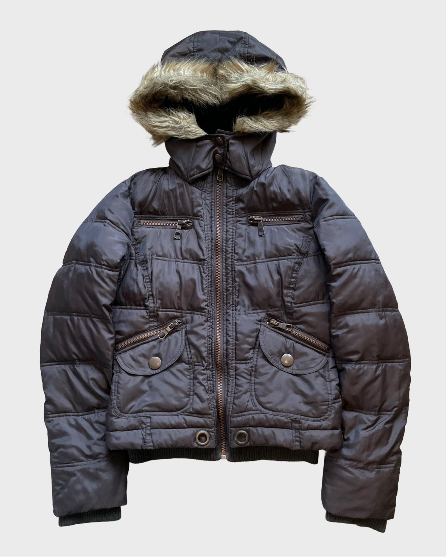 Vintage Military Fur Puffer Jacket