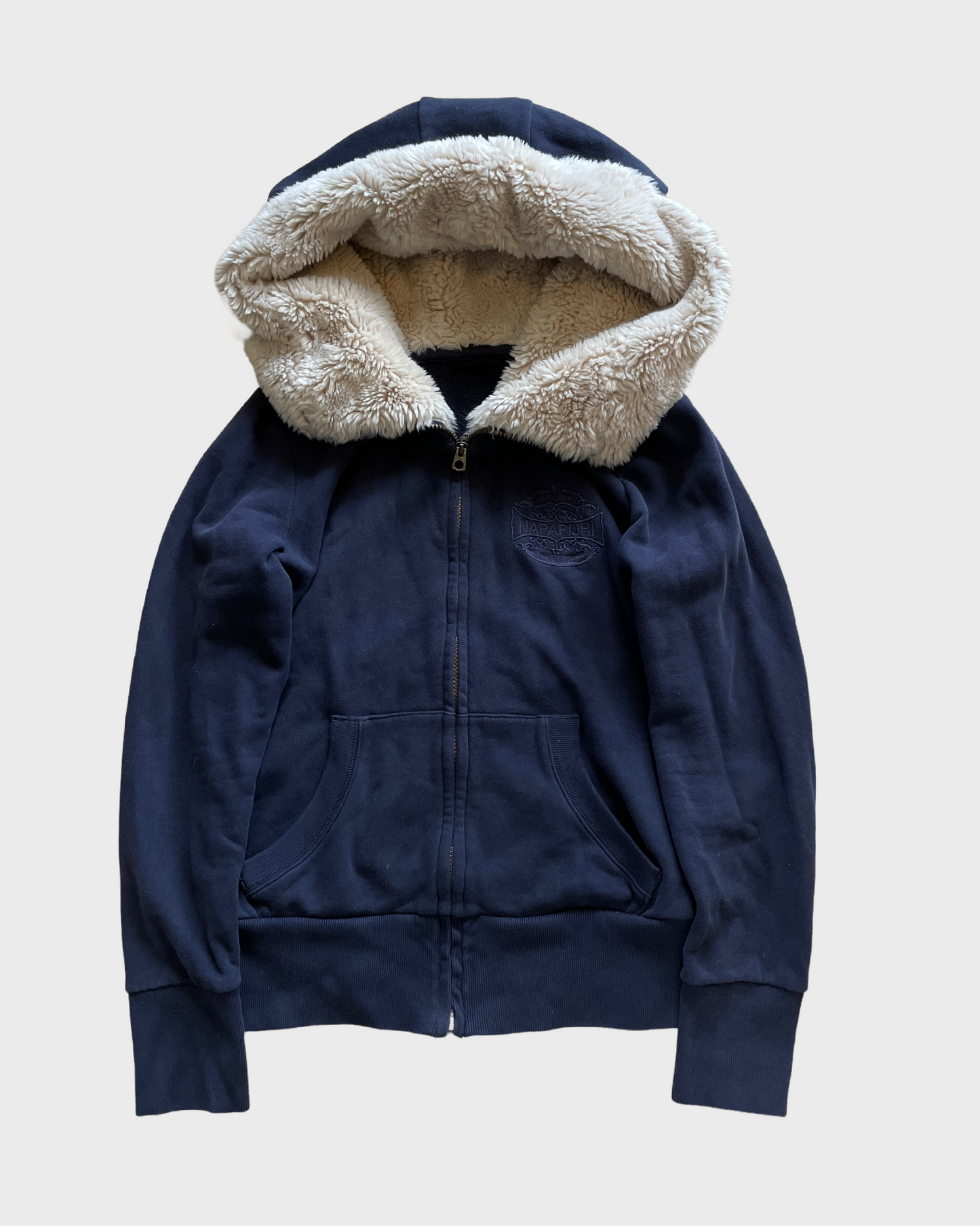 Vintage Napapijri Fur Zip Hoodie
