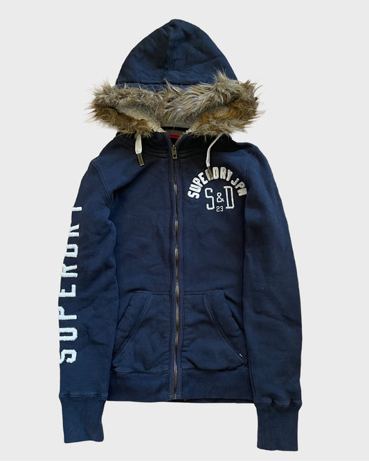 Vintage Superdry Fur Zip Hoodie