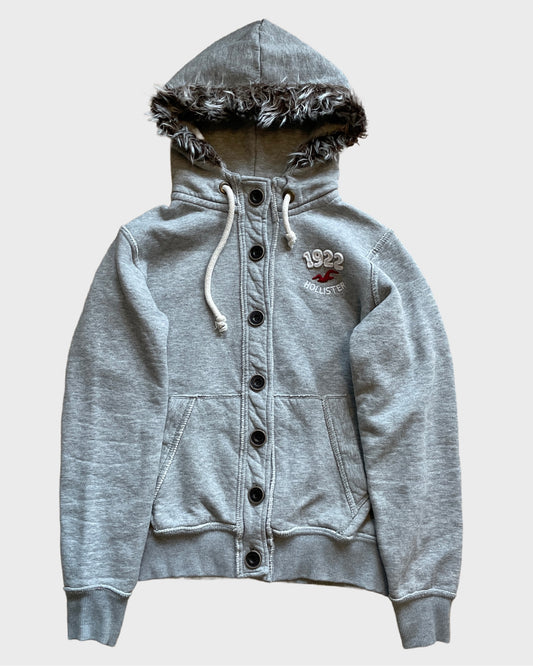 Vintage Hollister Button Up Fur Hoodie