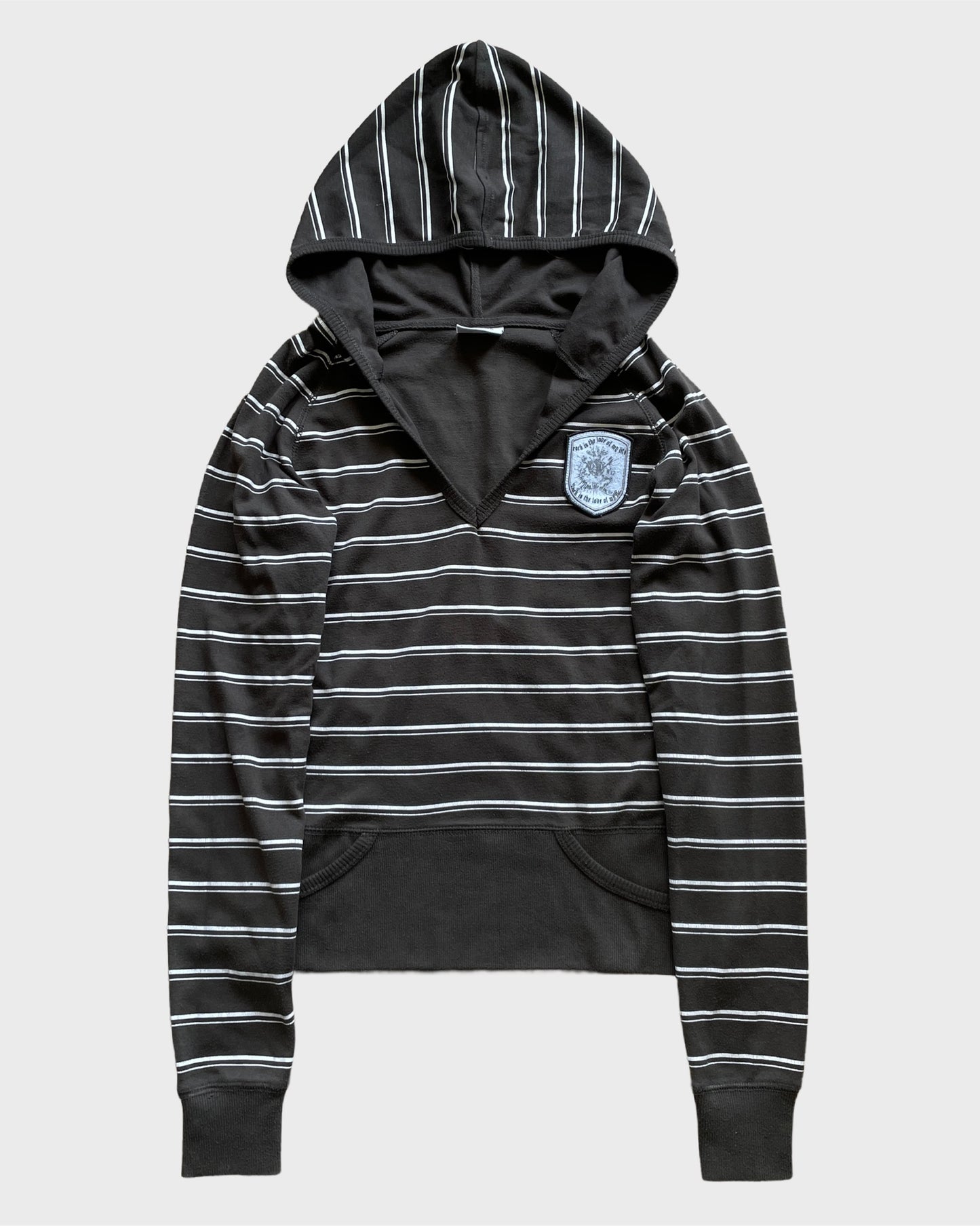 Vintage Striped Deep Neck Hoodie