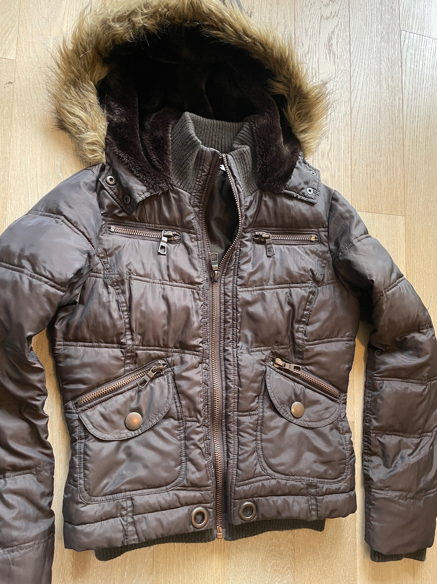 Vintage Military Fur Puffer Jacket