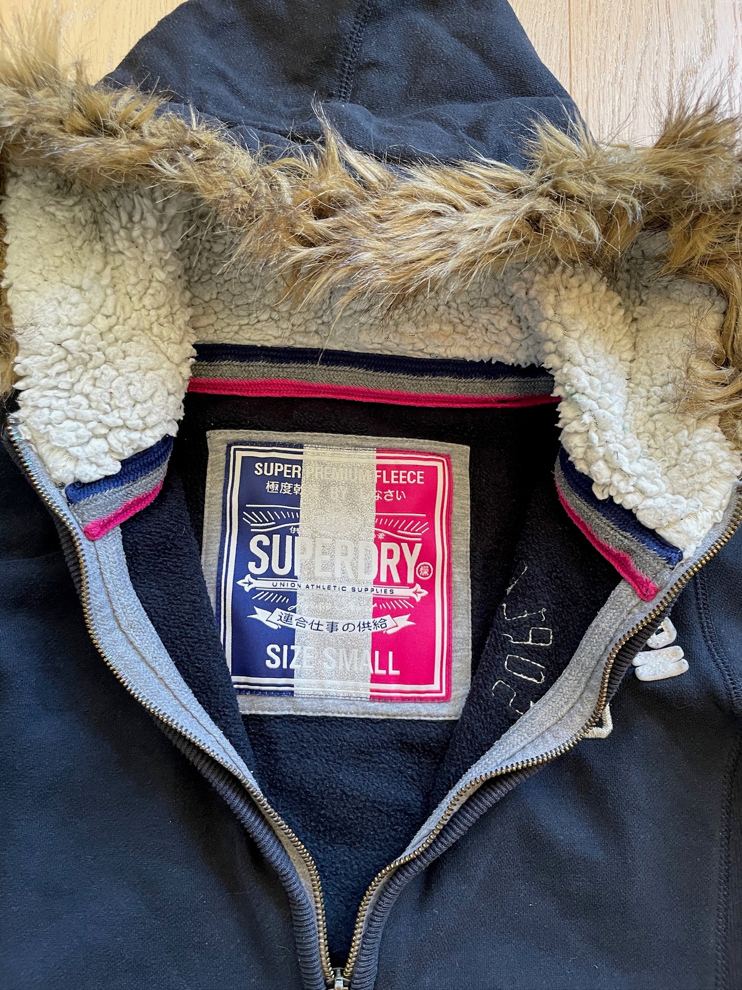 Vintage Superdry Fur Zip Hoodie