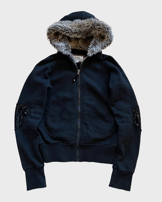 Vintage Fur Zip Hoodie