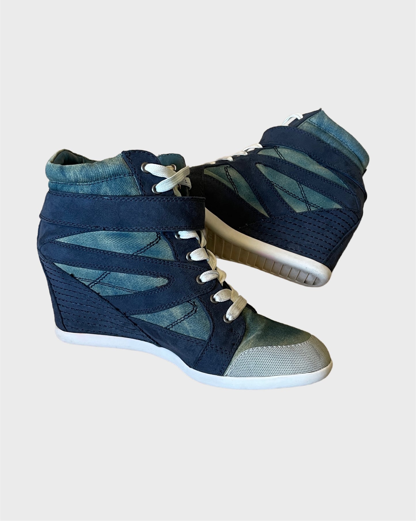 Vintage Denim Wedge Sneaker