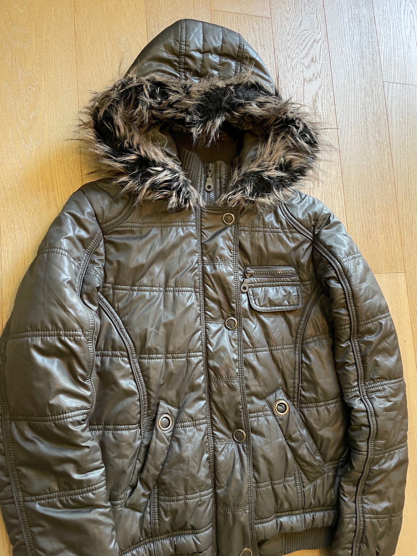 Vintage Military Fur Puffer Jacket