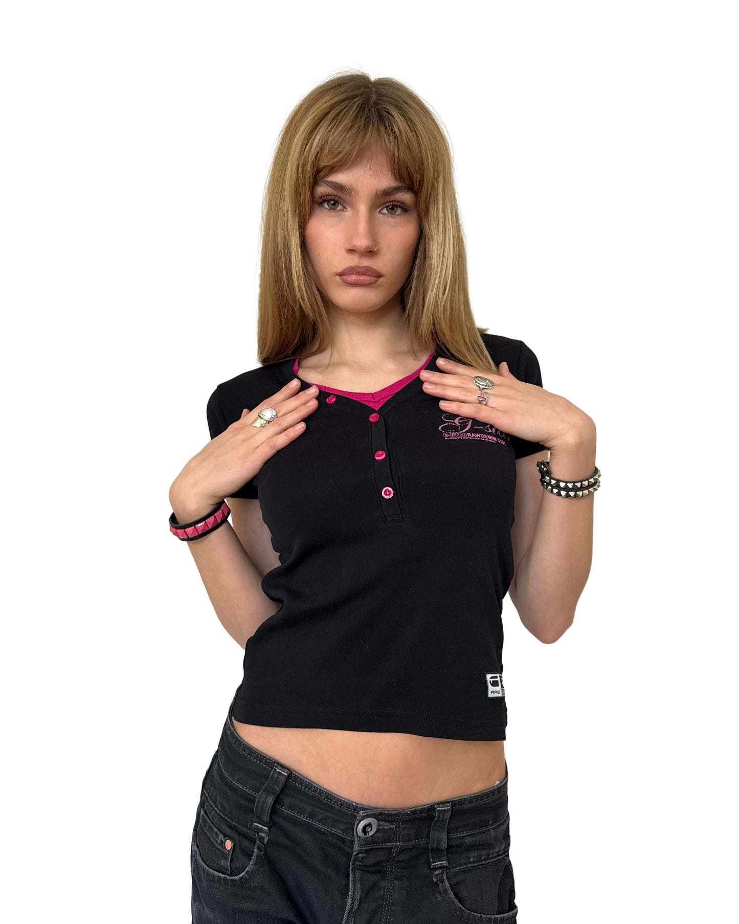 Vintage G-Star RAW Layered Henley T-Shirt