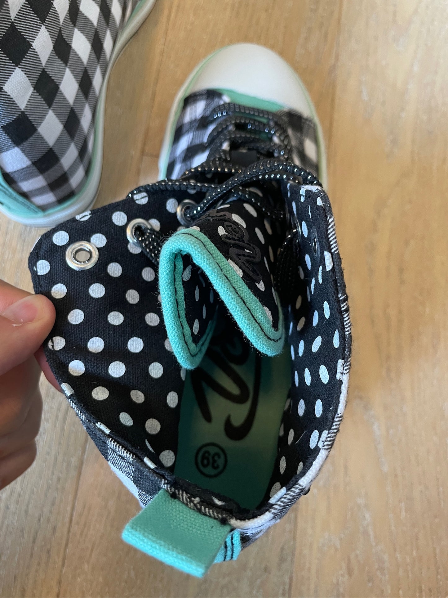Vintage Plaid Studded Wedge Chucks