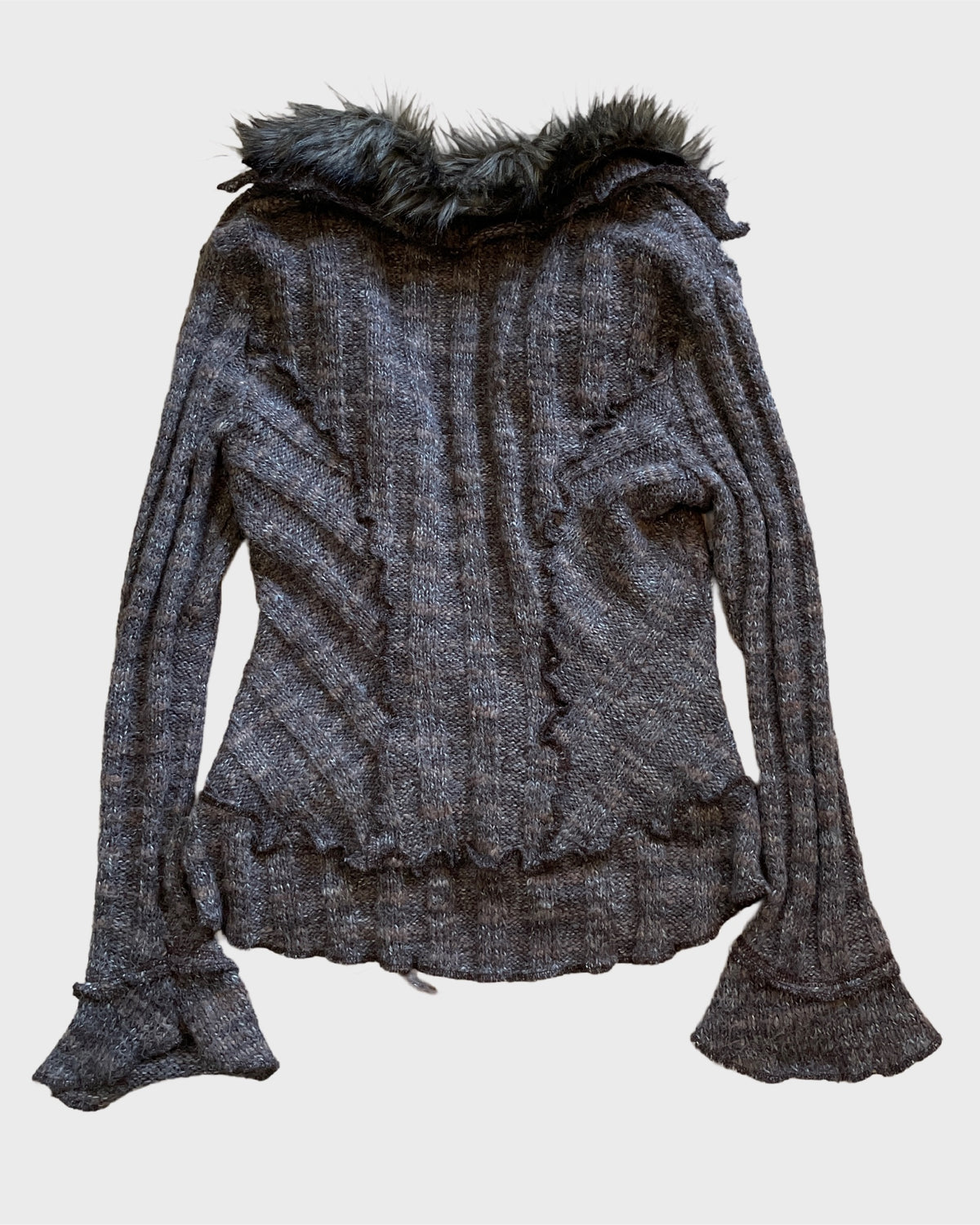 Fur Collar Knit Cardigan