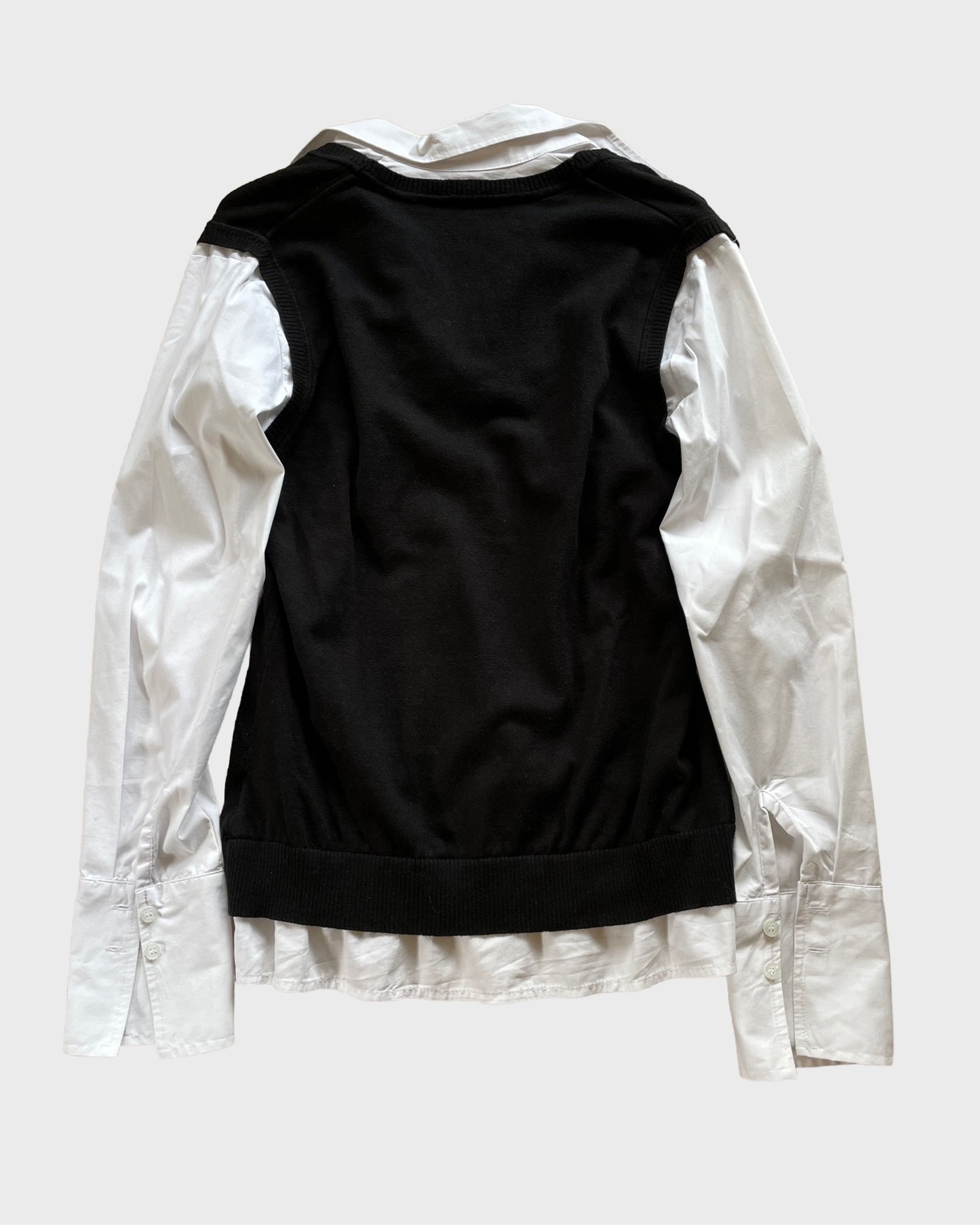 Vintage Knit Vest with Integrated Shirt