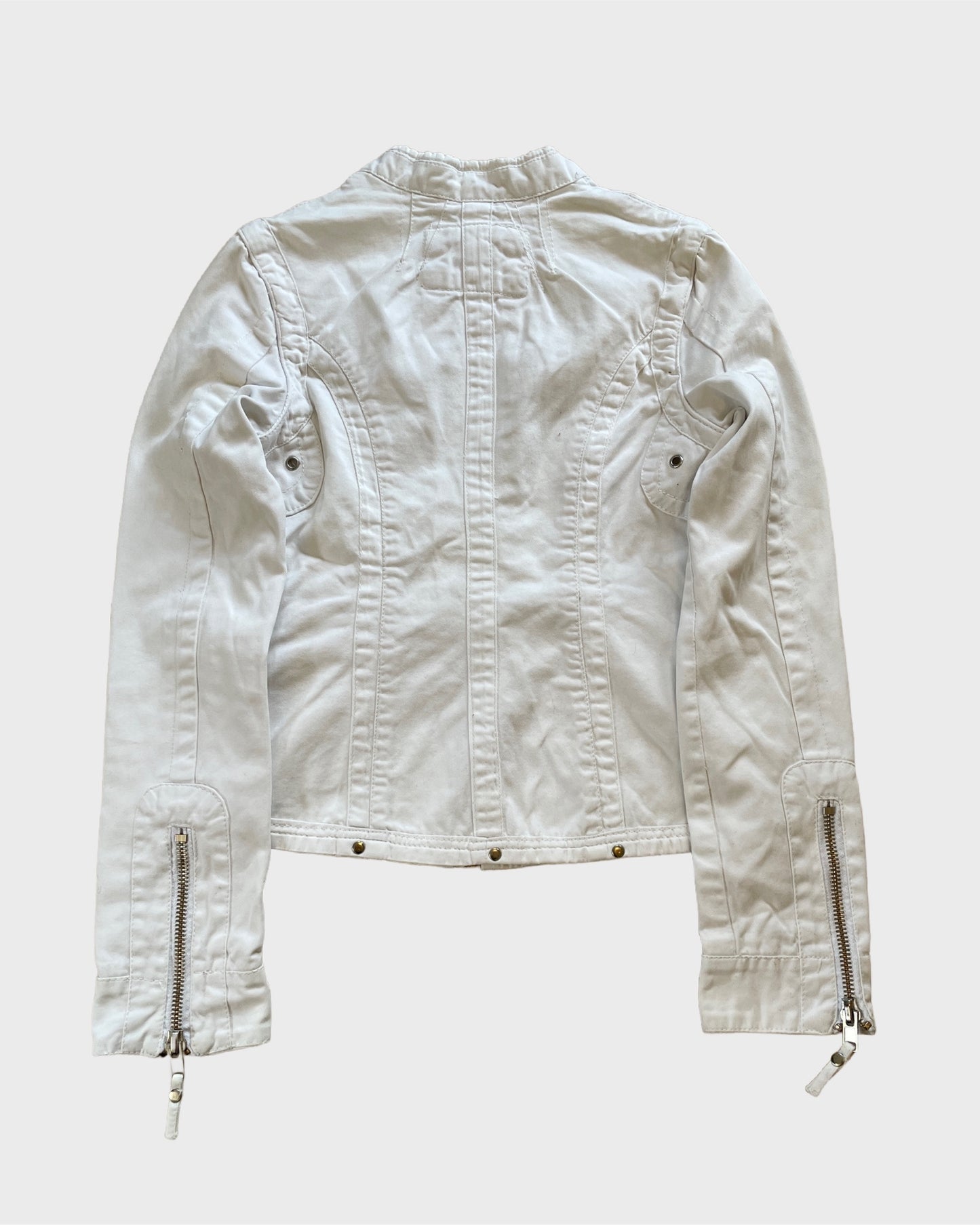 Vintage Biker Jacket with Zipper Details
