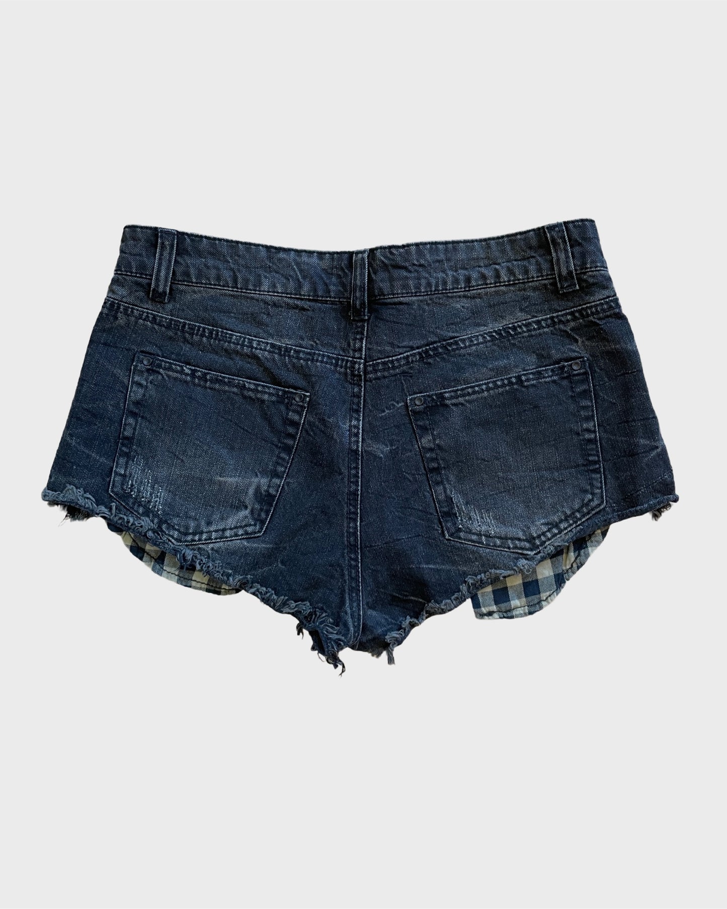 Vintage Plaid Jeans Shorts