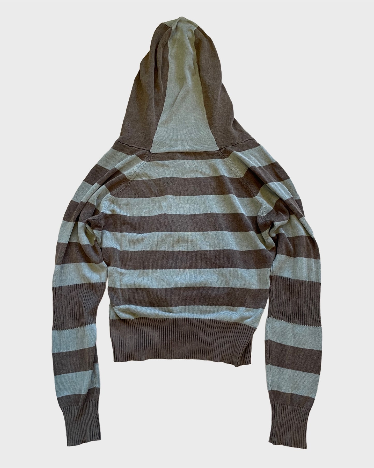 Vintage Striped Cropped Deep Neck Hoodie