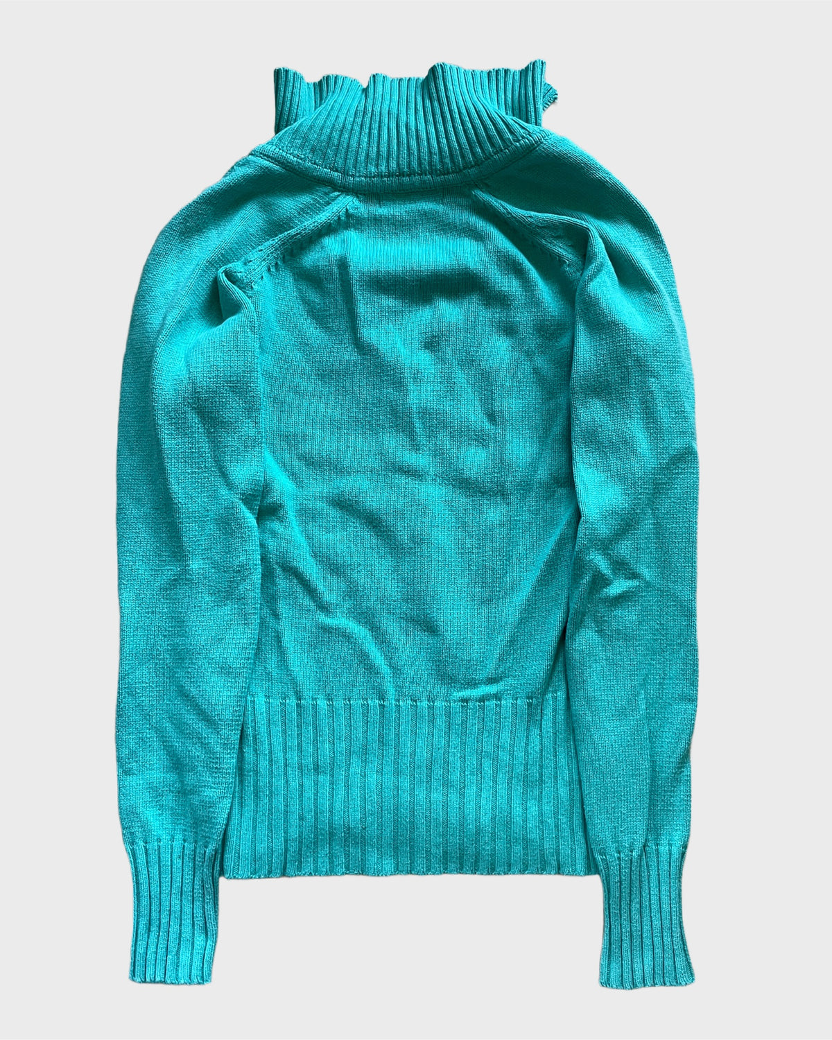Teal Lace-Up Knit Sweater