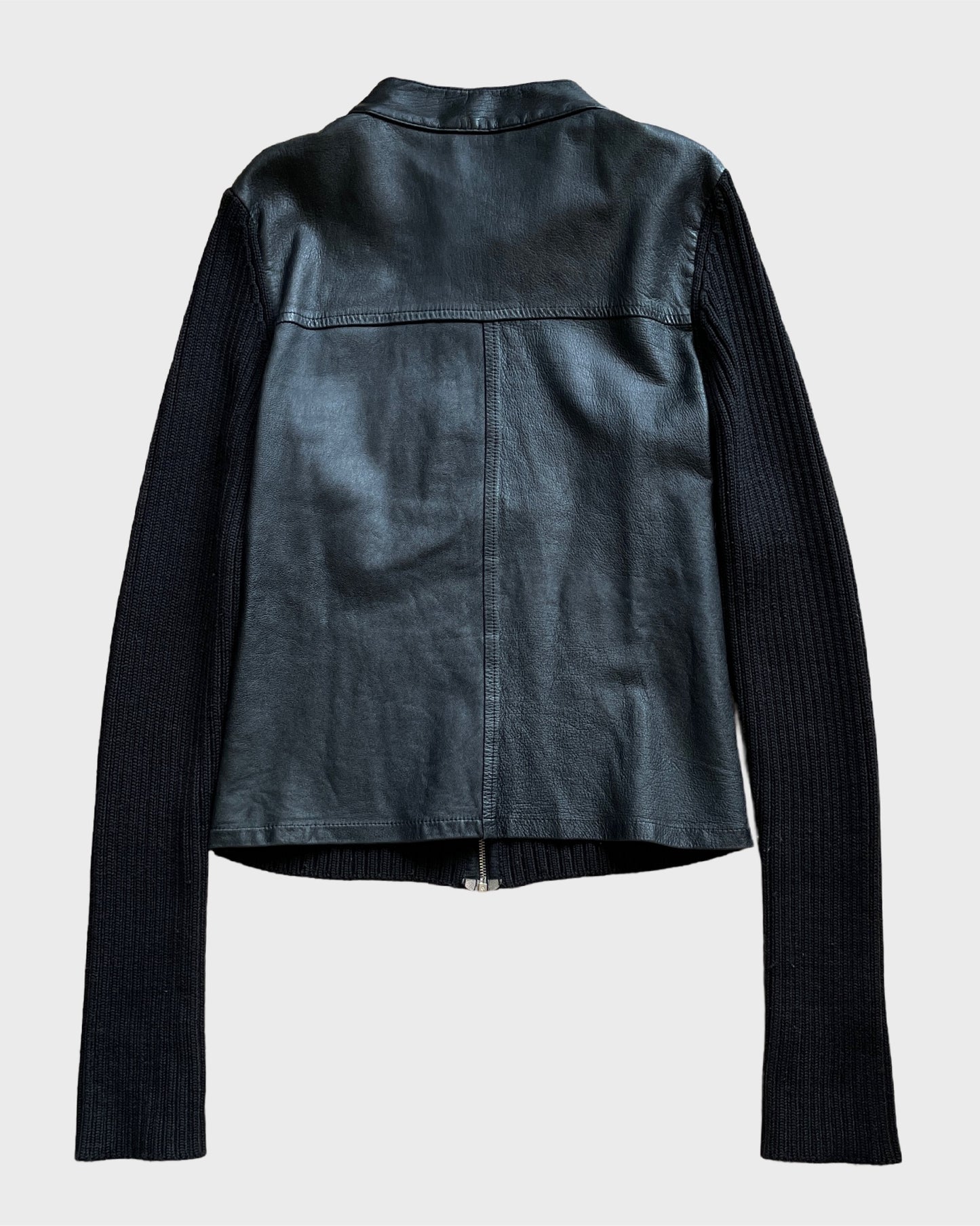Vintage Sisley Leather Knit Zip