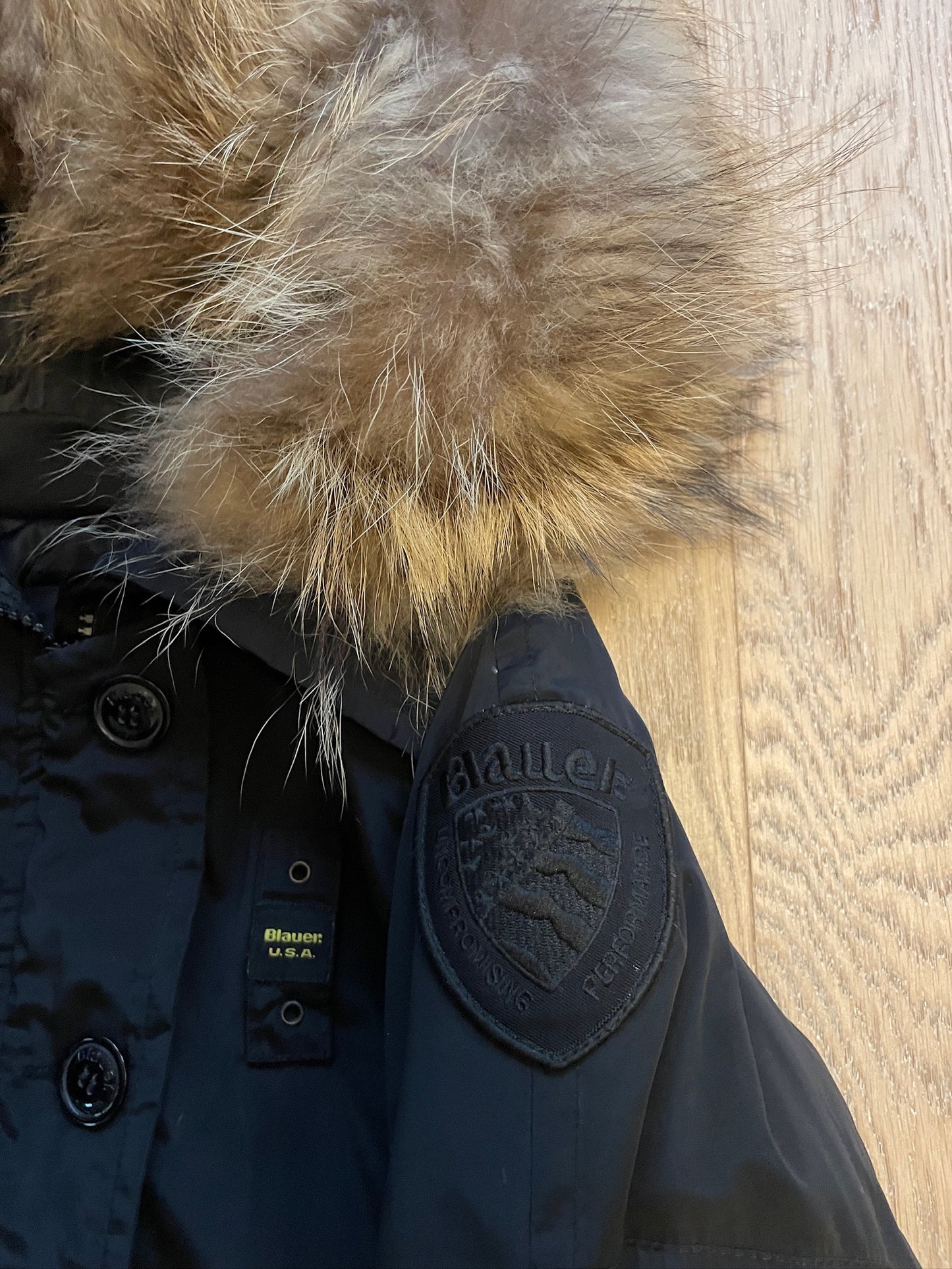 Vintage Blauer Fur Bomber Jacket