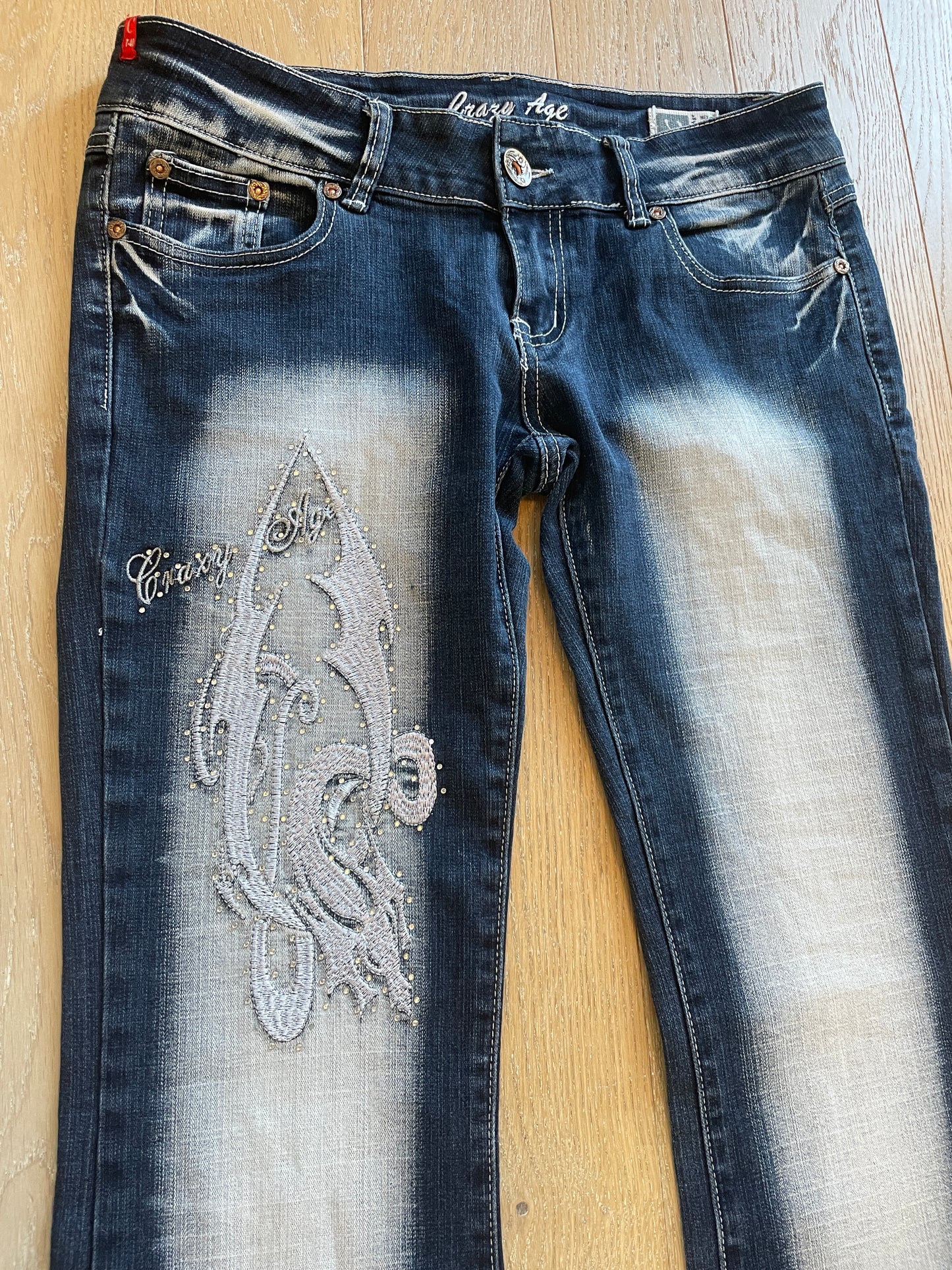 Vintage Low Waist Flared Denim Jeans y2k