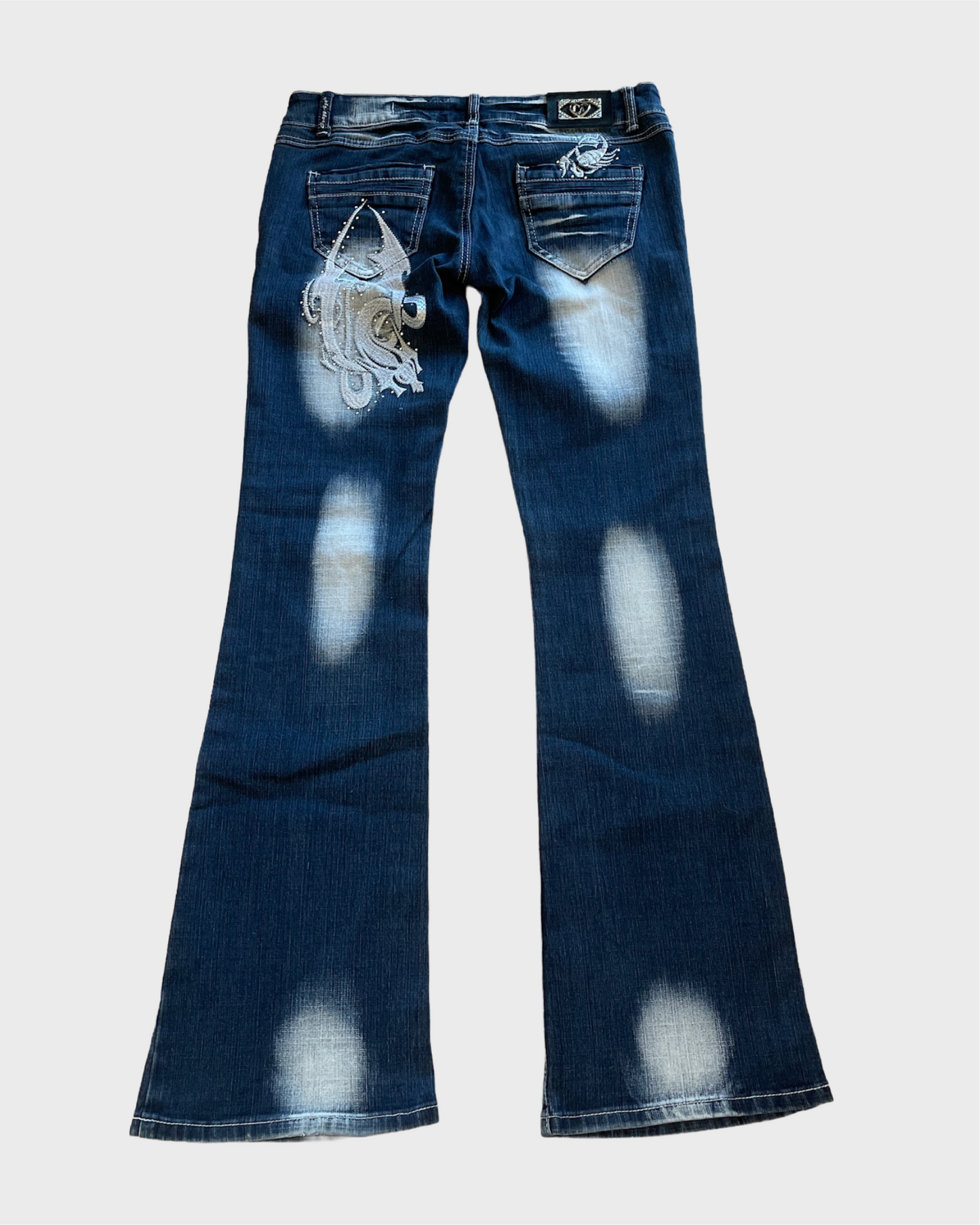 Vintage Low Waist Flared Denim Jeans y2k