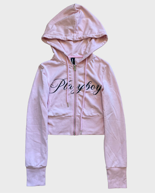 Vintage Playboy Cropped Zip Hoodie