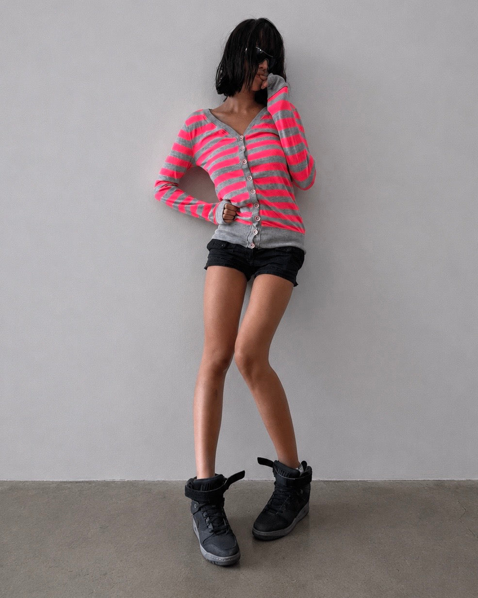 Vintage Striped Neon Cardigan