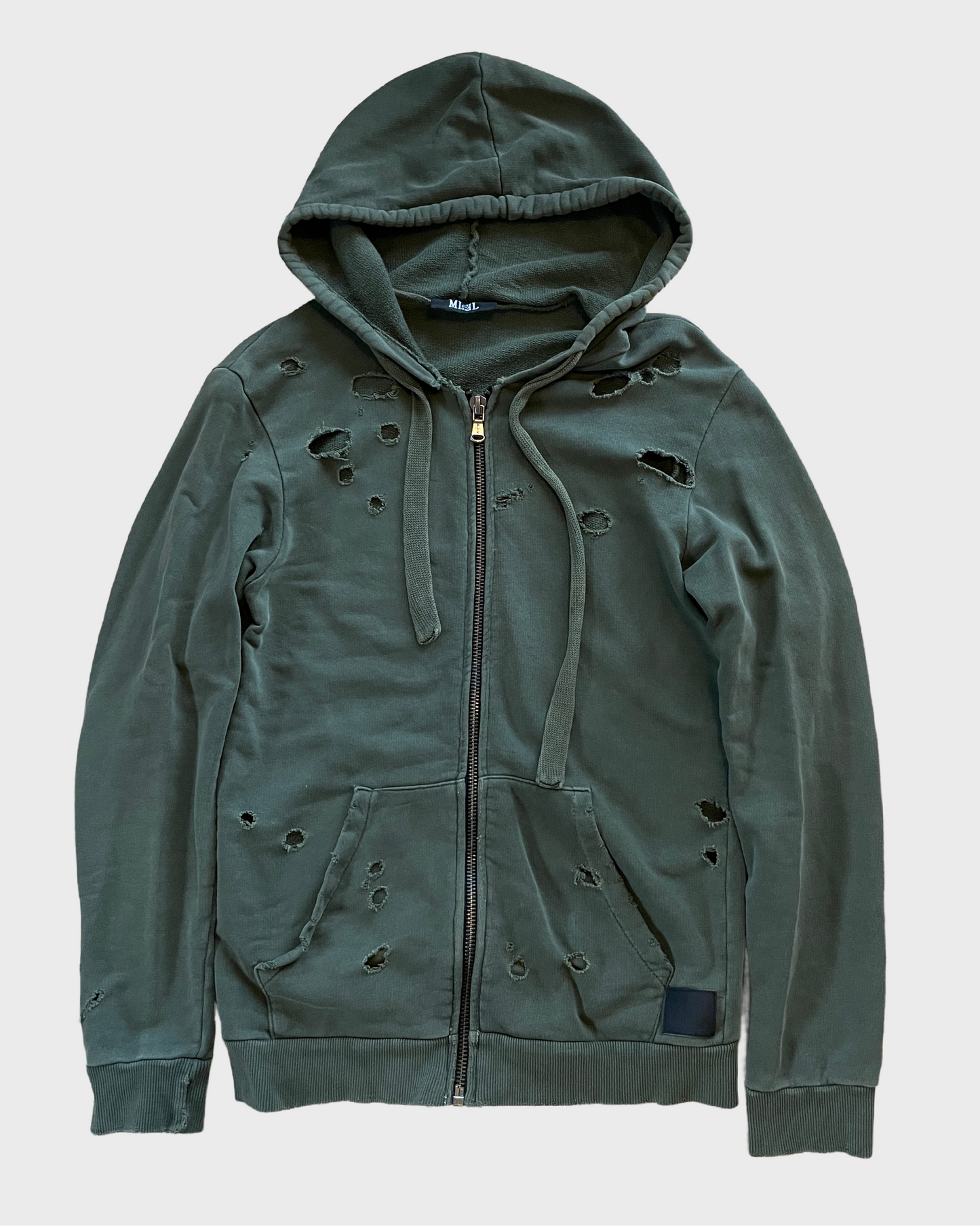 Vintage Distressed Zip Hoodie