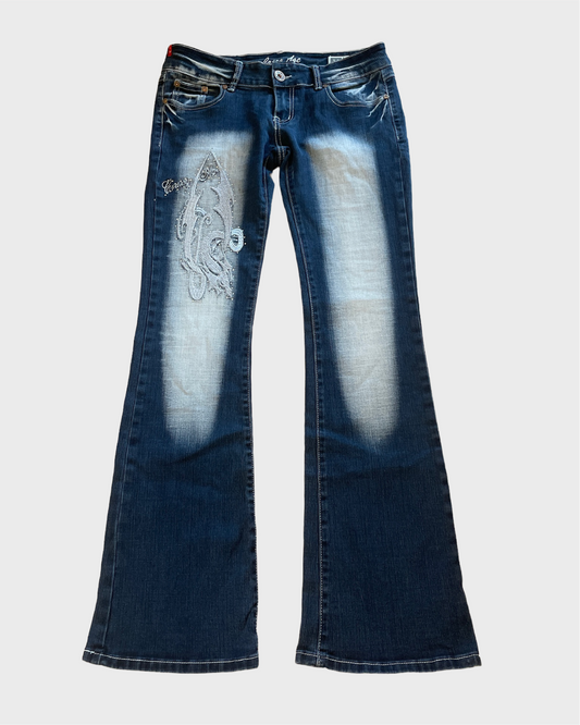 Vintage Low Waist Flared Denim Jeans y2k