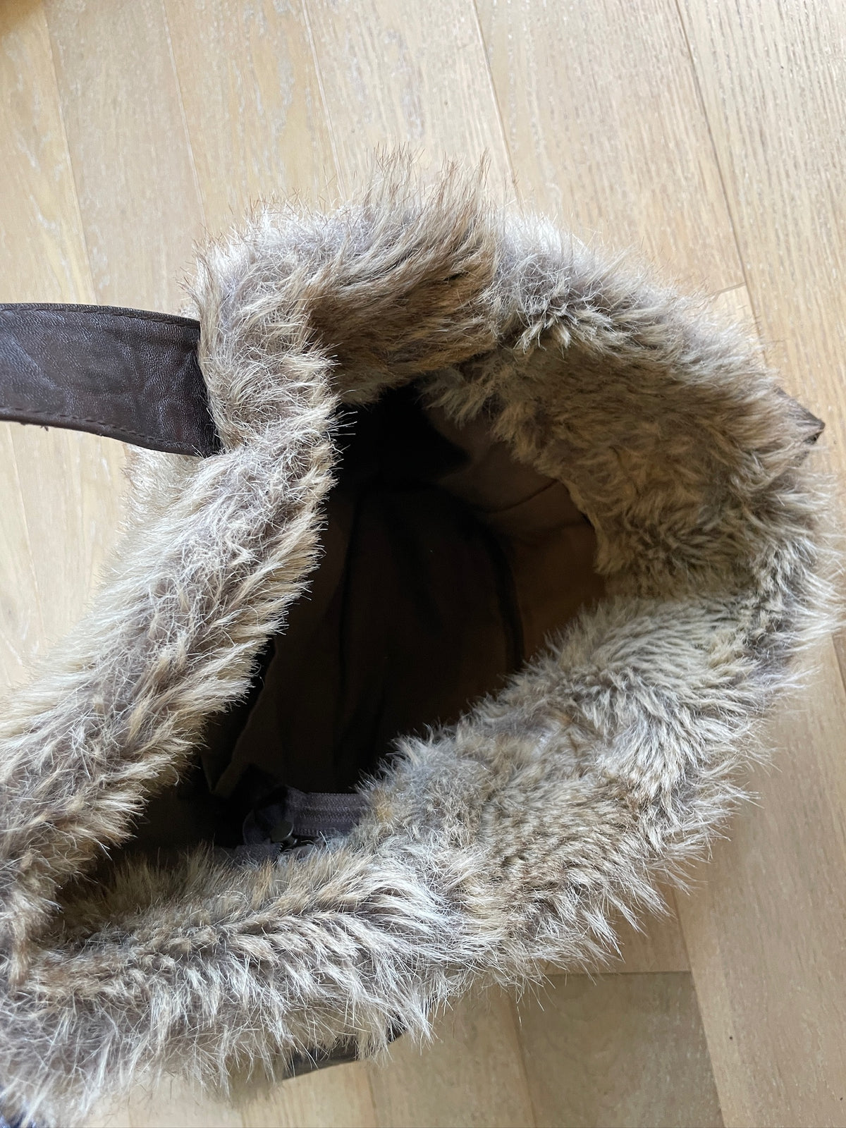 Faux Fur & Leather Tote Bag
