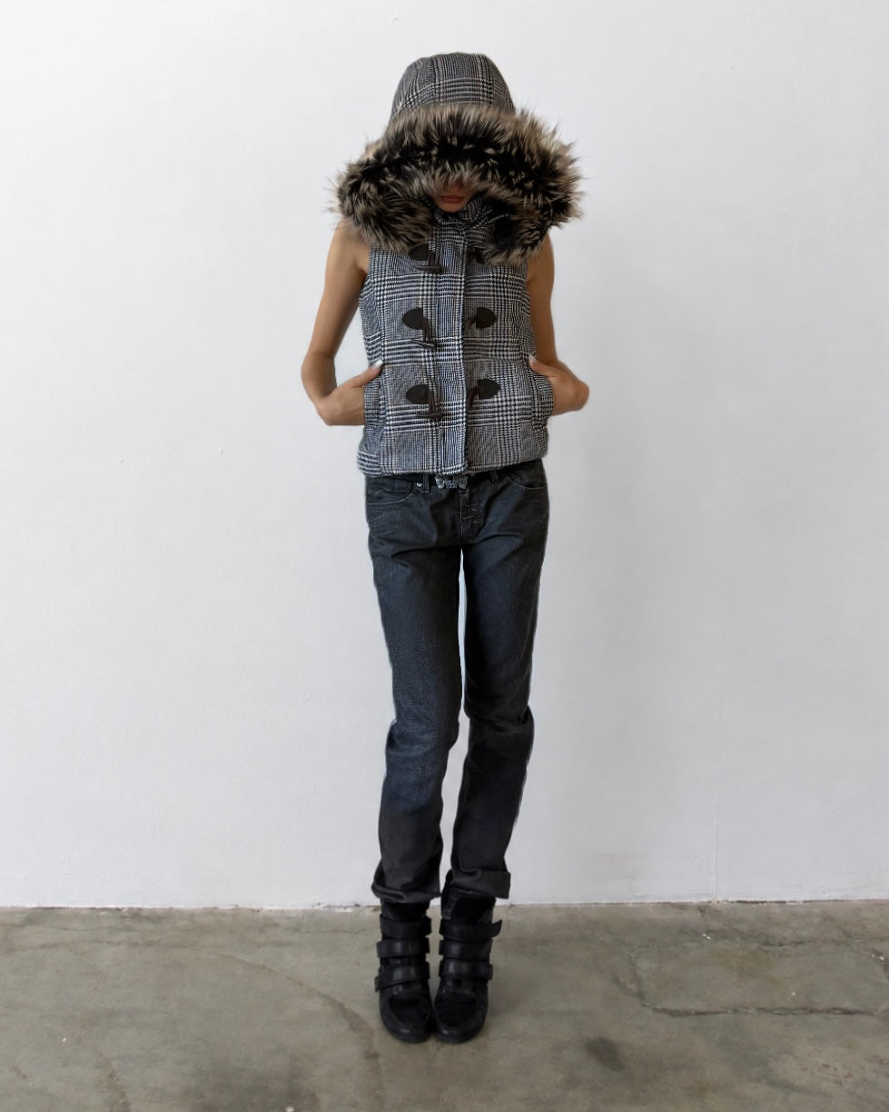 Fur Plaid Vest